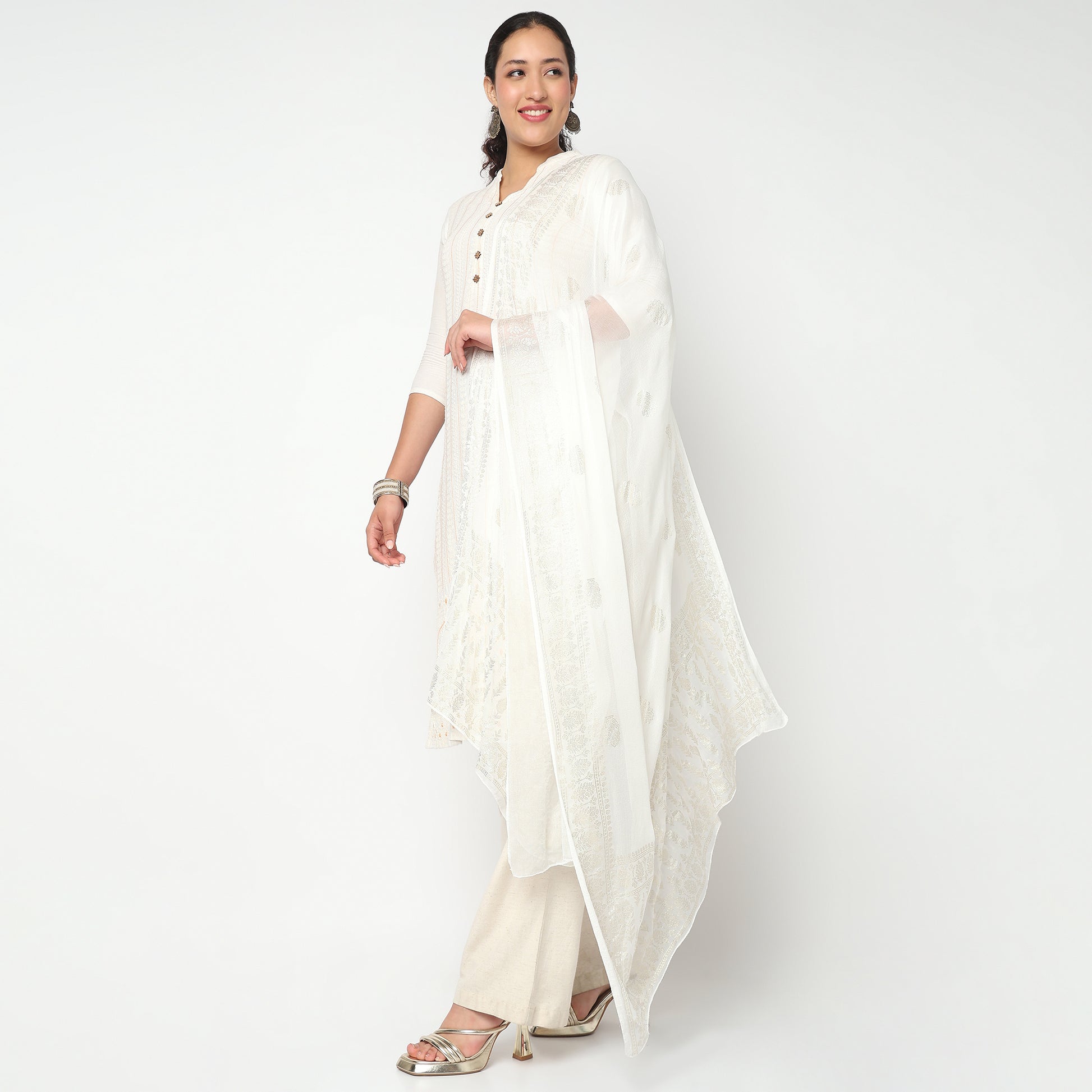 Foil Printed Chiffon Dupatta