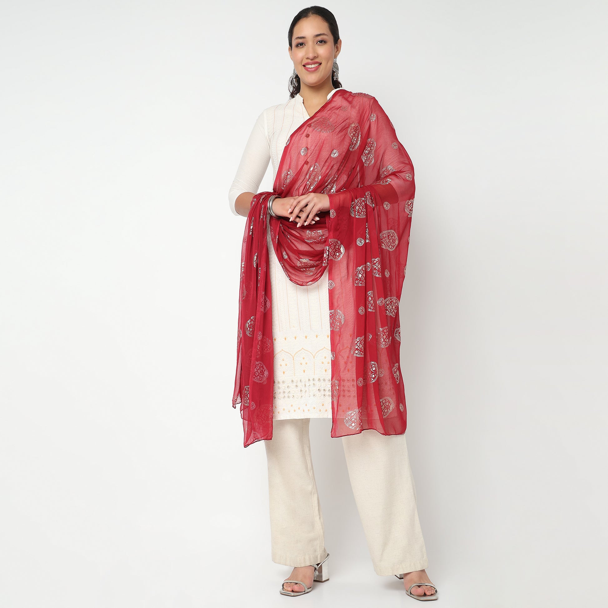 Foil Printed Chiffon Dupatta