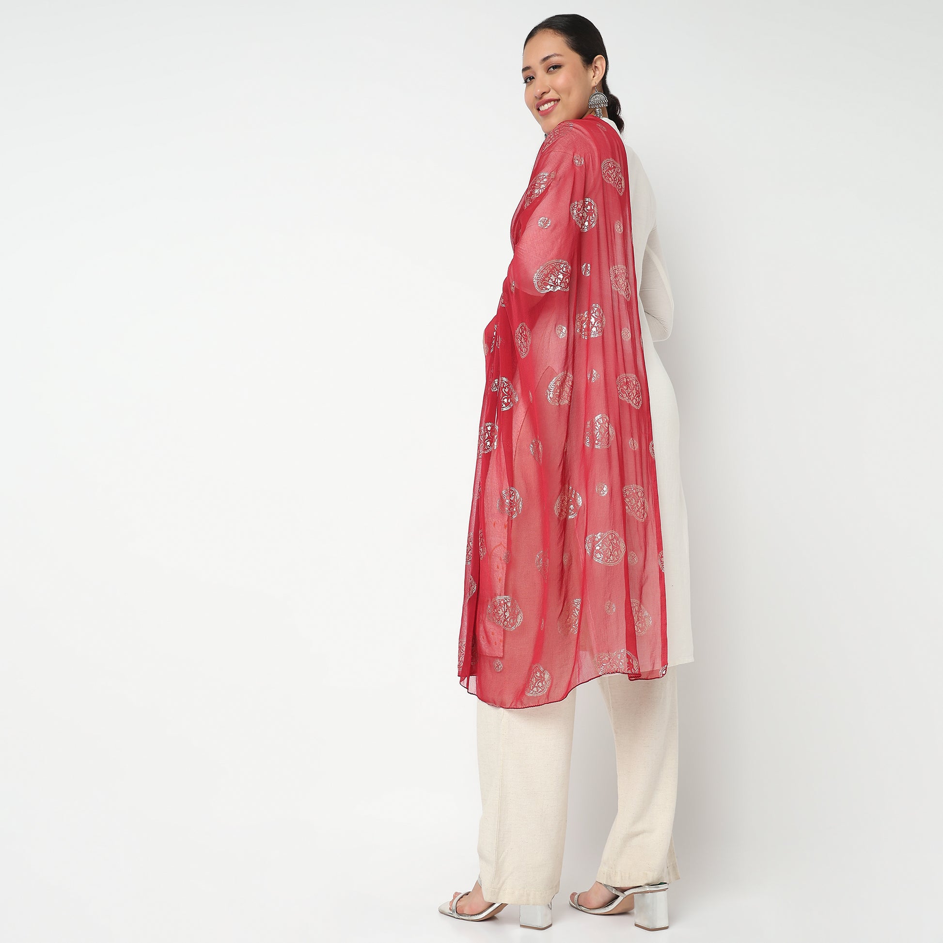 Foil Printed Chiffon Dupatta