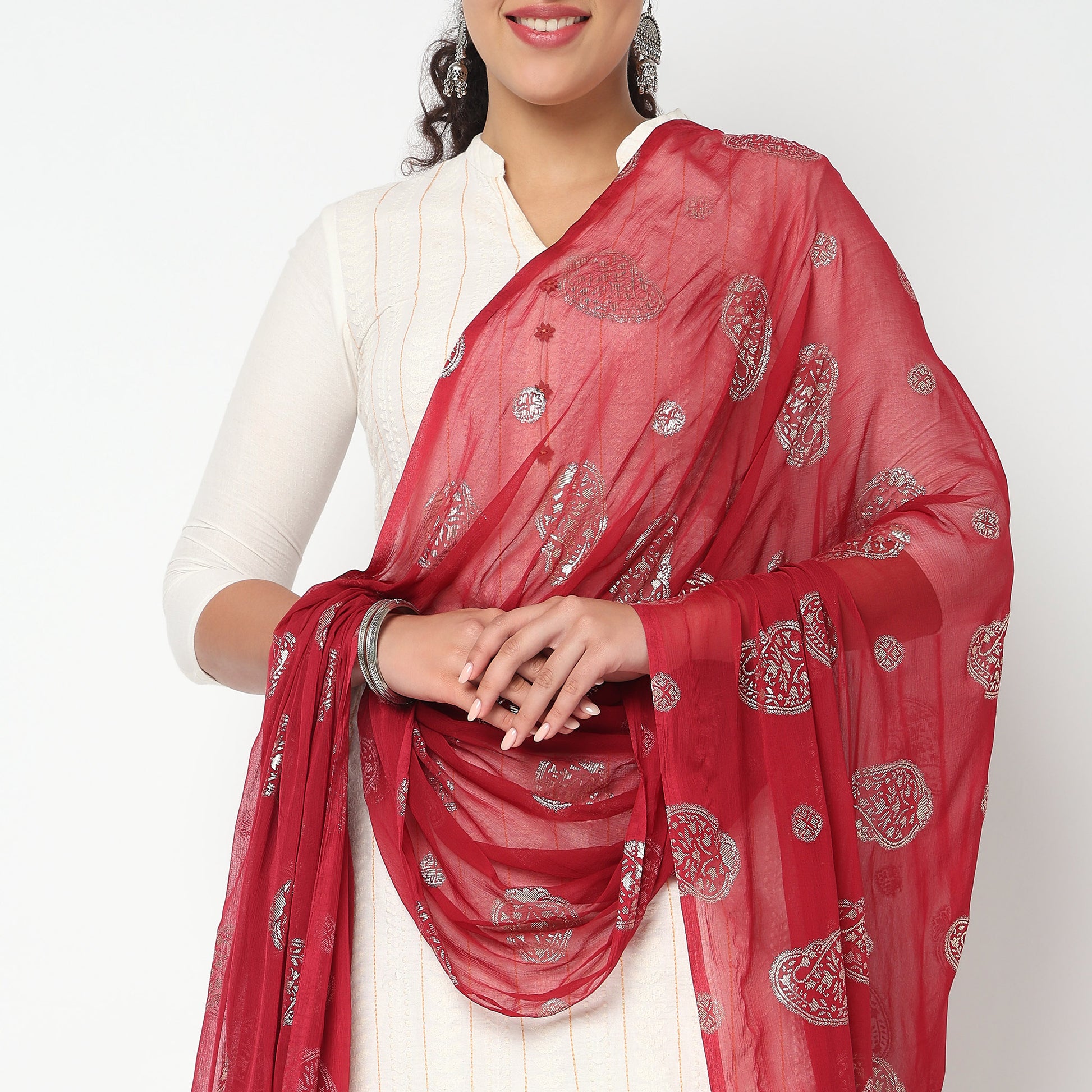 Foil Printed Chiffon Dupatta