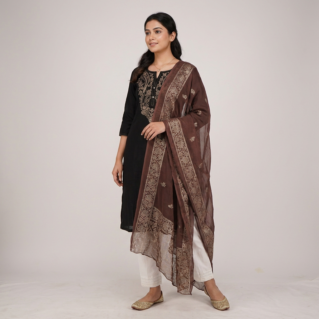 Foil Printed Chiffon Dupatta