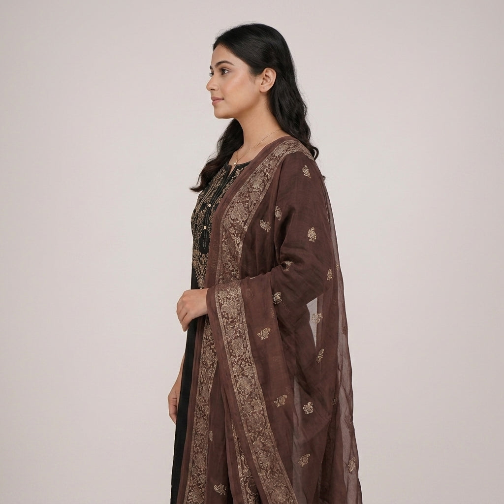 Foil Printed Chiffon Dupatta