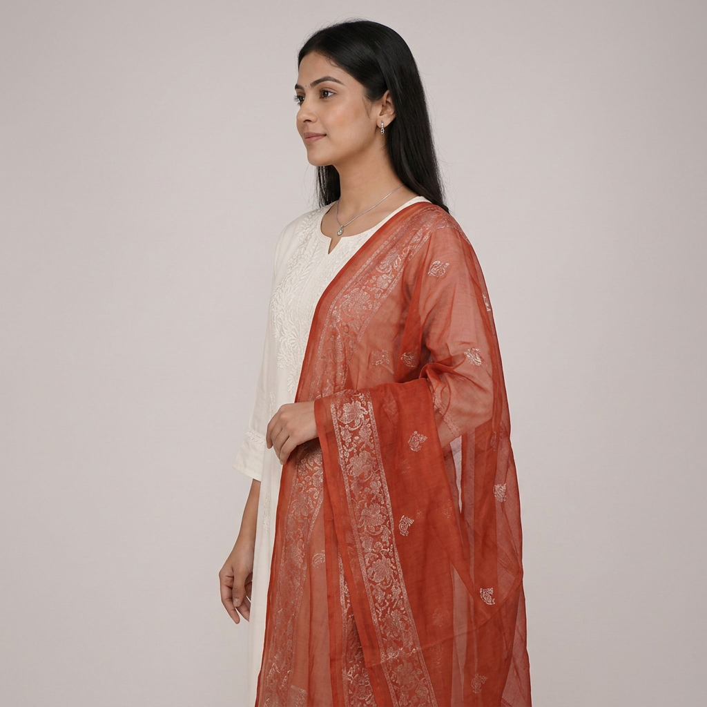 Foil Printed Chiffon Dupatta