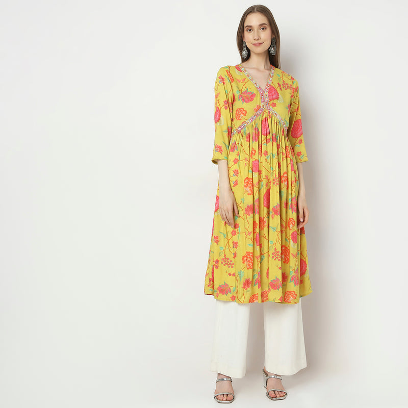 Flare Fit Printed Kurta