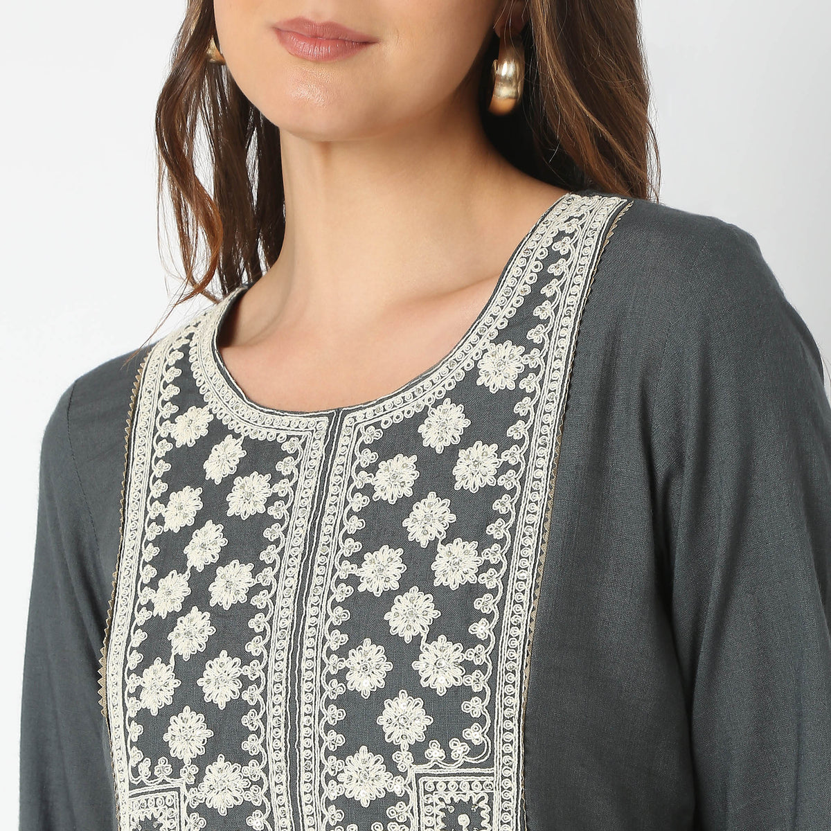 Flare Fit Embroidered Kurta