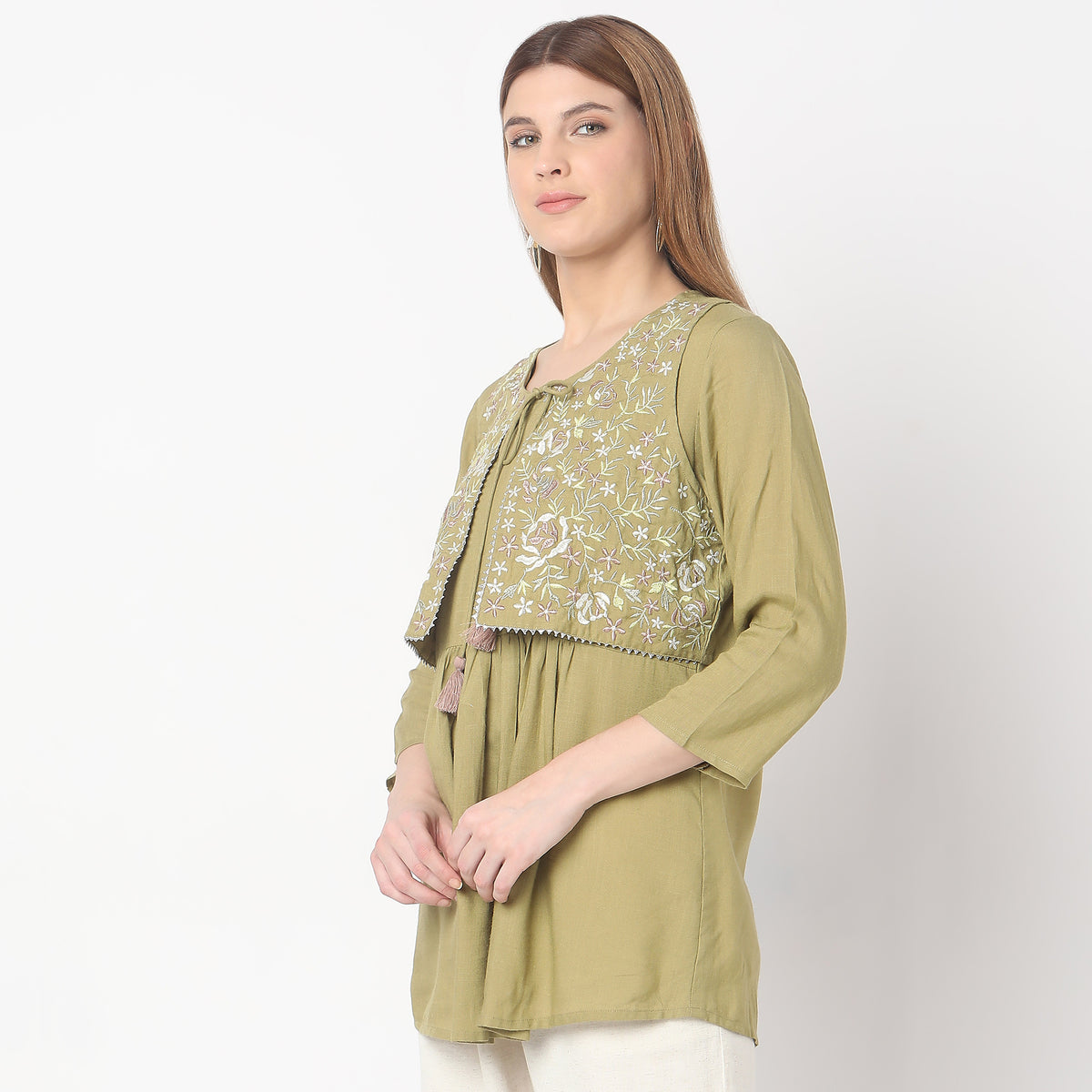 Flare Fit Embroidered Kurta