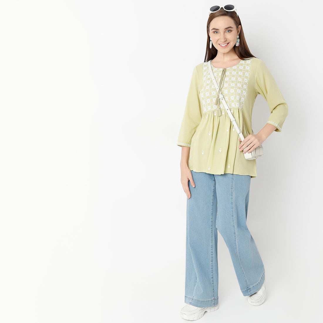 Flare Fit Embroidered Round Neck Kurta