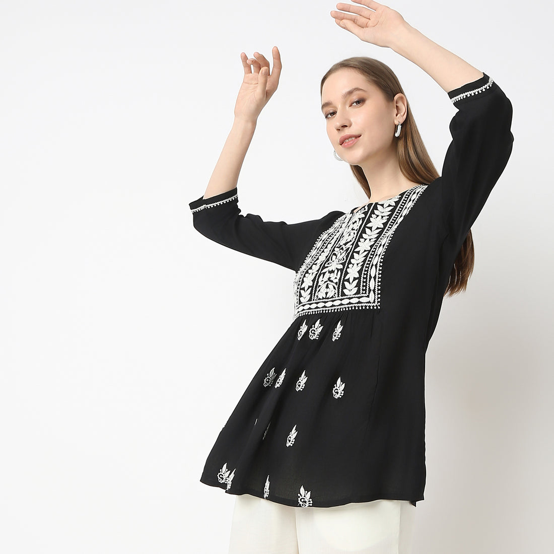 Flare Fit Embroidered Kurta