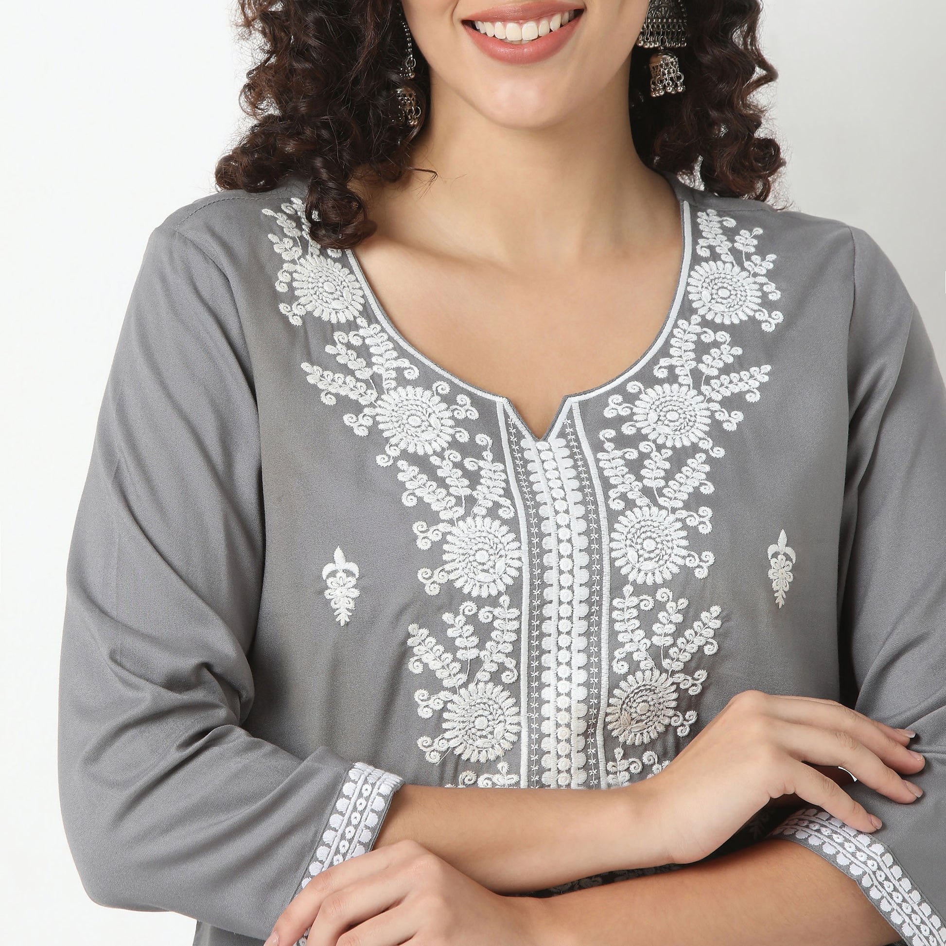 Flare Fit Embroidered Short Kurti