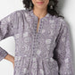 Tie-Up Above Knee Three-Fourth Sleeve Flare Fit Printed Kurta