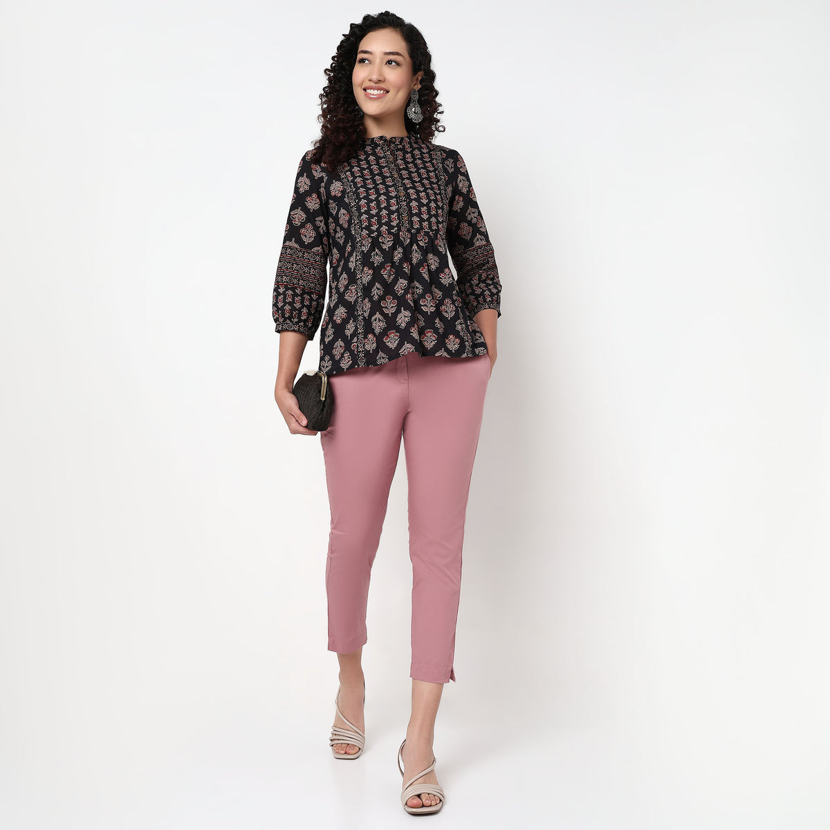 Printed Above Knee Flared Short Kurta