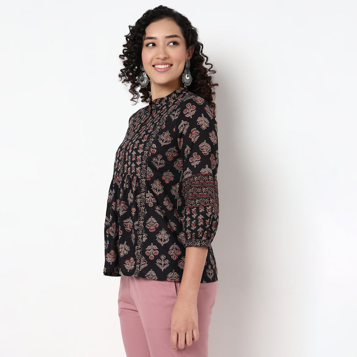 Printed Above Knee Flared Short Kurta