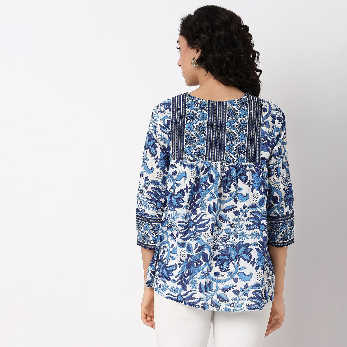 Printed Above Knee Flared Short Kurta
