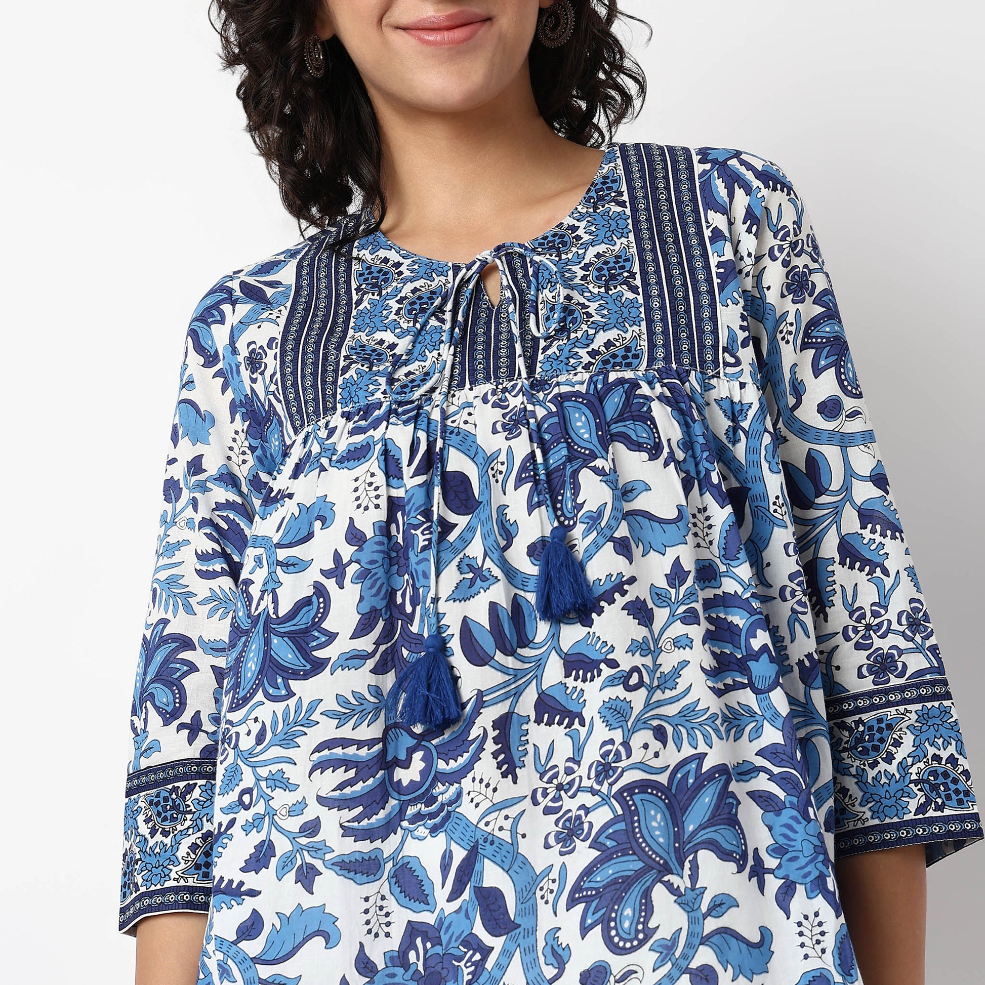 Printed Above Knee Flared Short Kurta