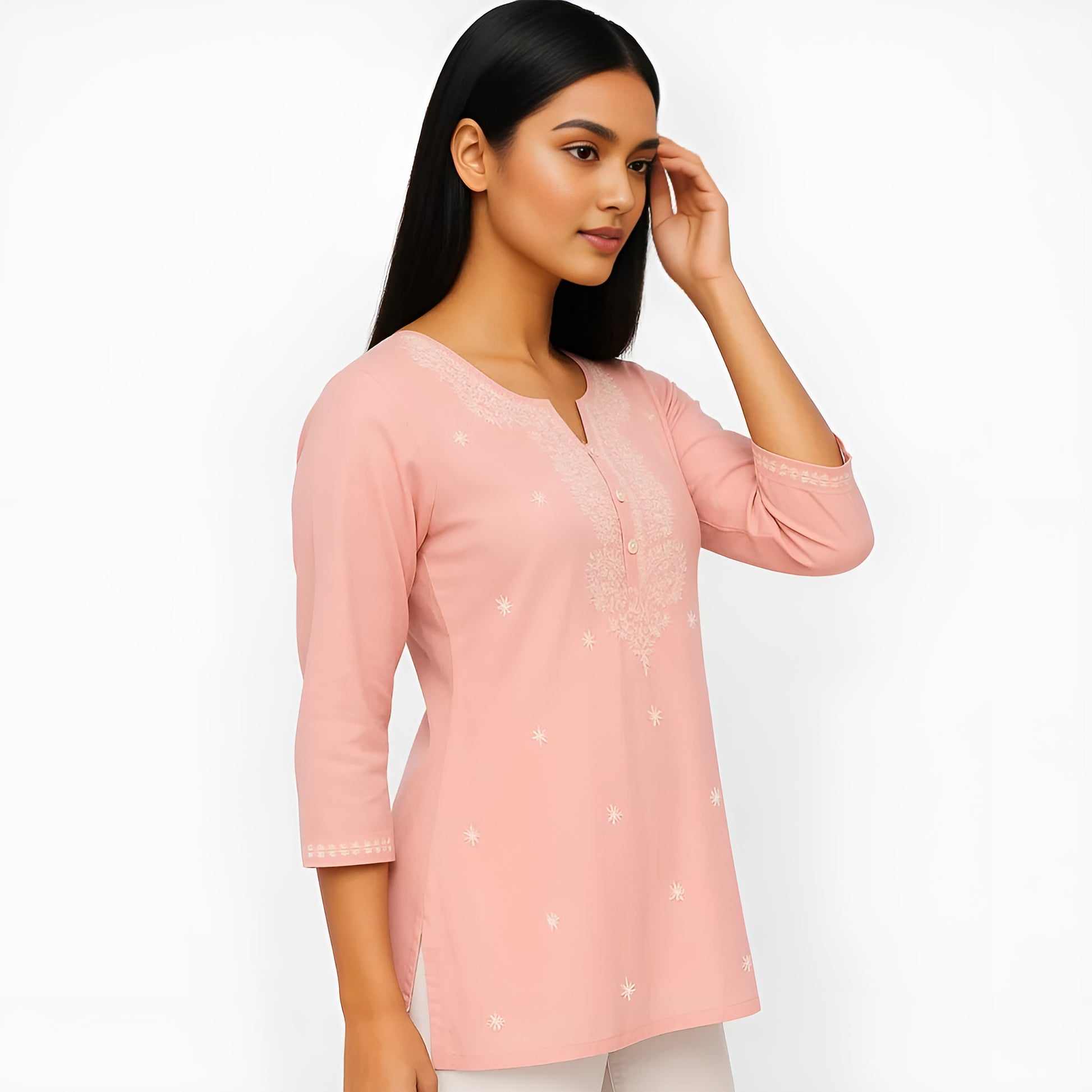 Embroidered Straight Short Kurta