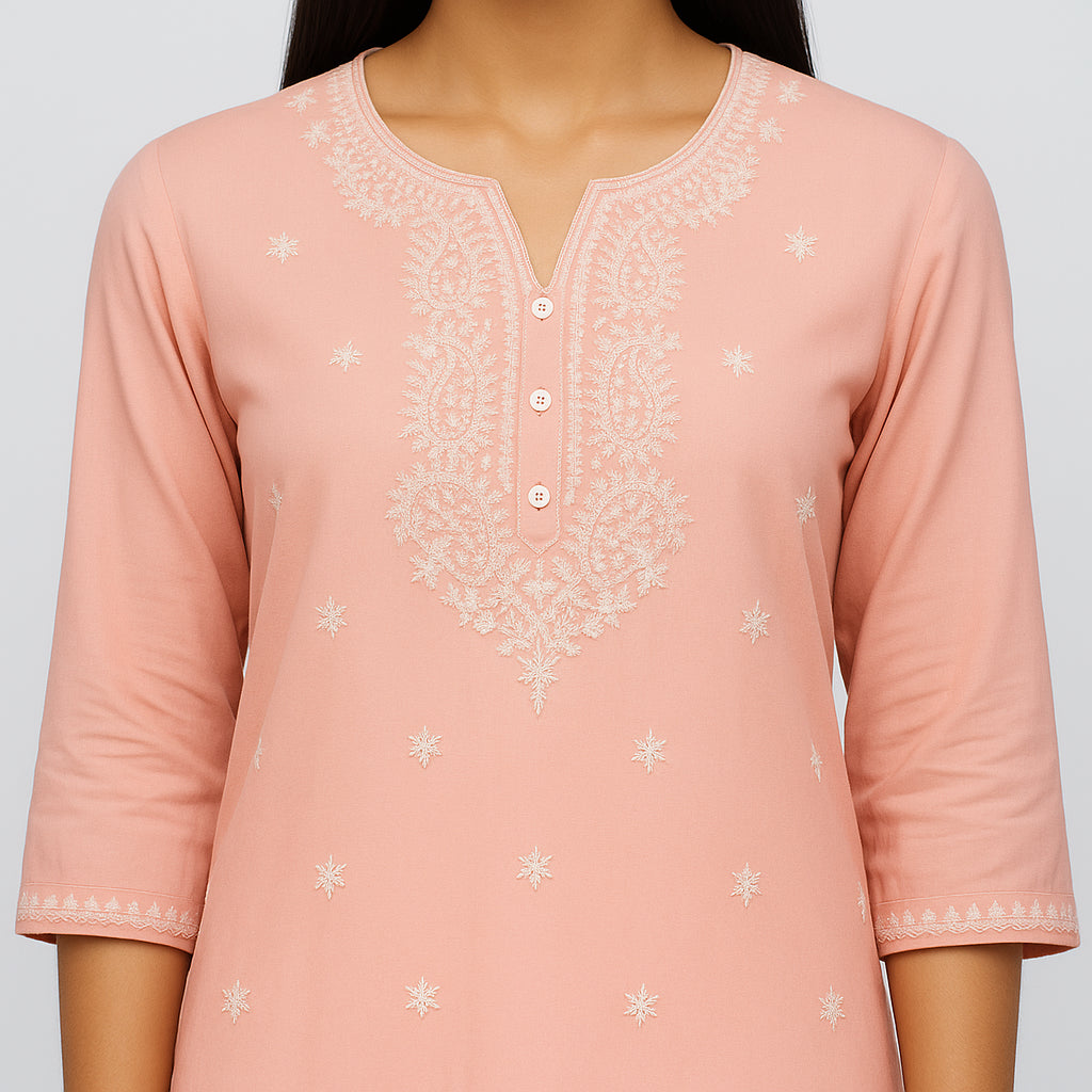 Embroidered Straight Short Kurta