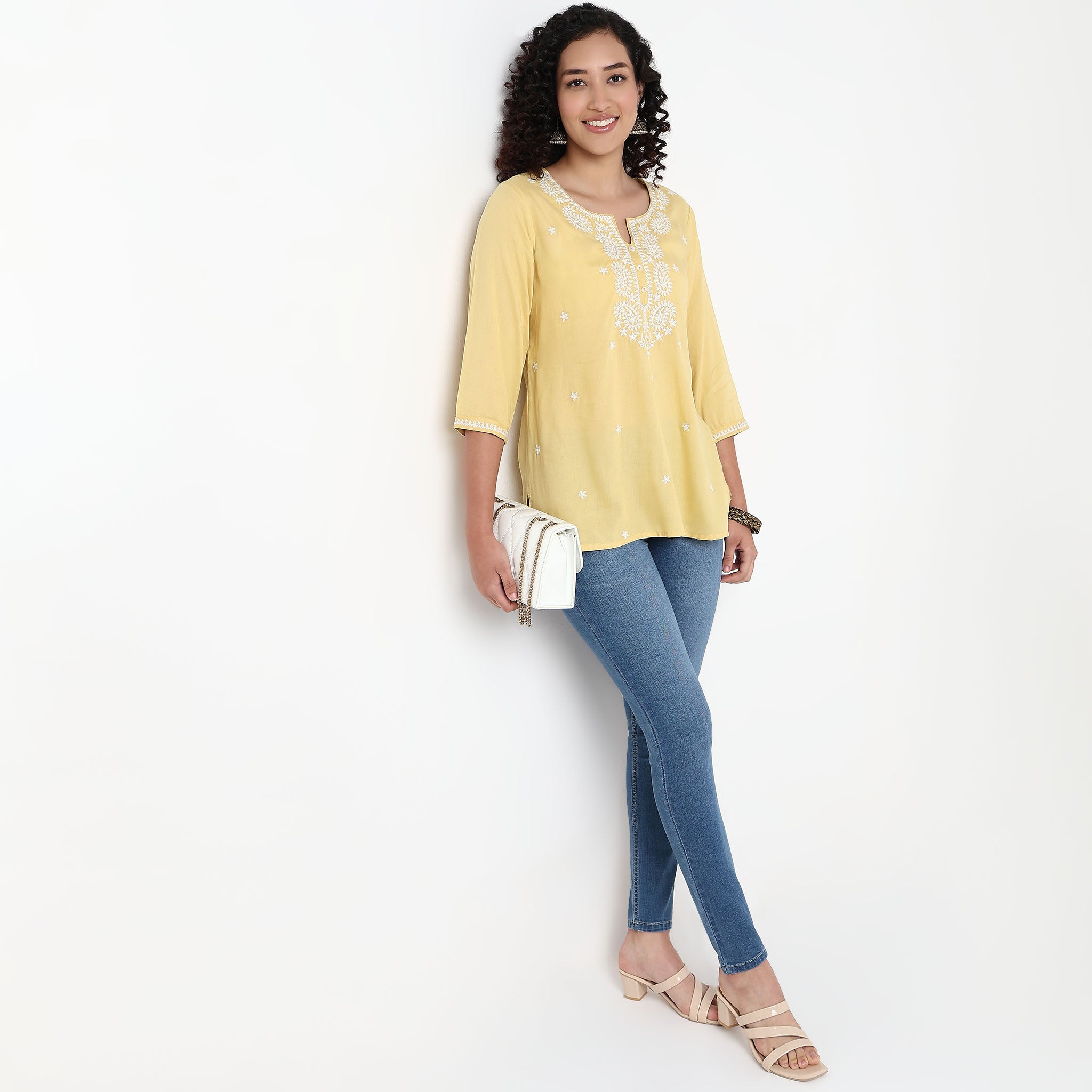 Embroidered Straight Short Kurta