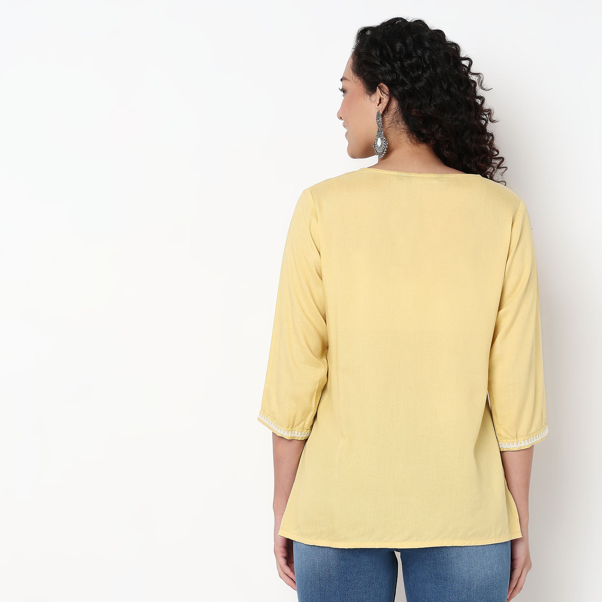 Embroidered Straight Short Kurta