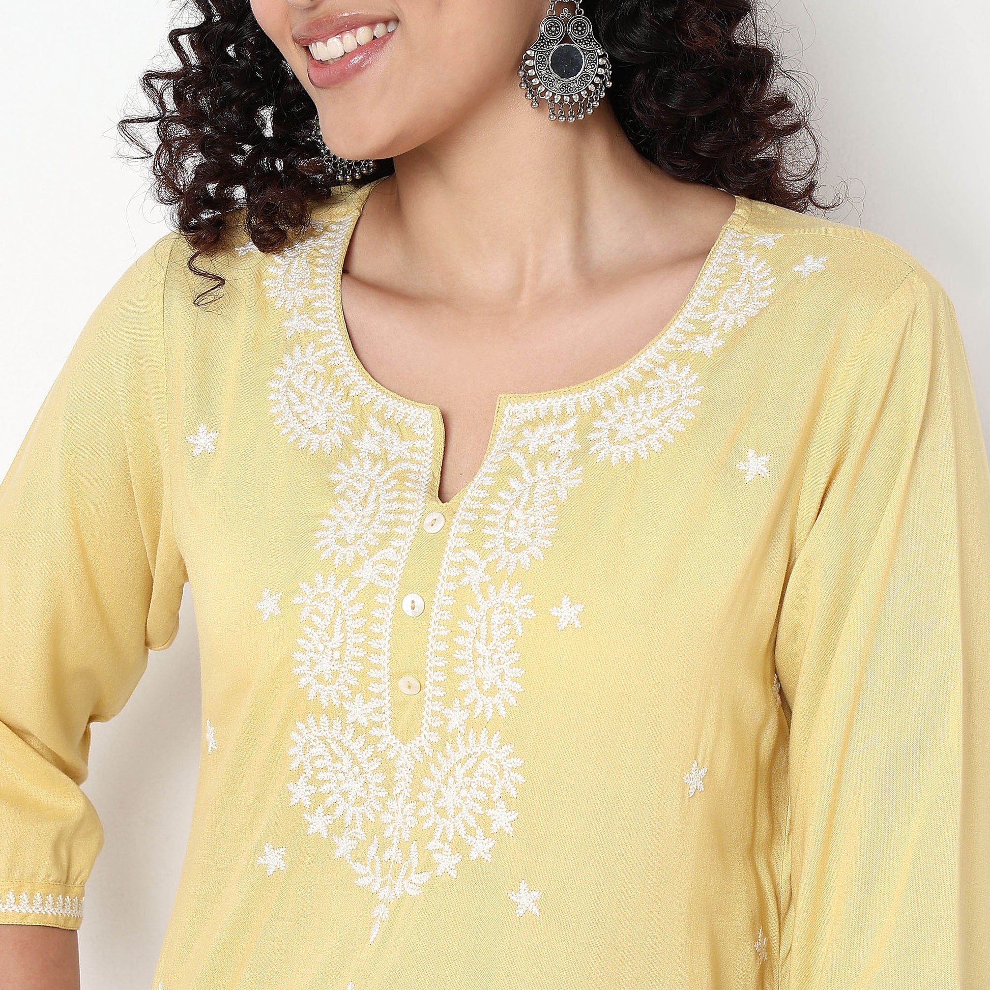 Embroidered Straight Short Kurta