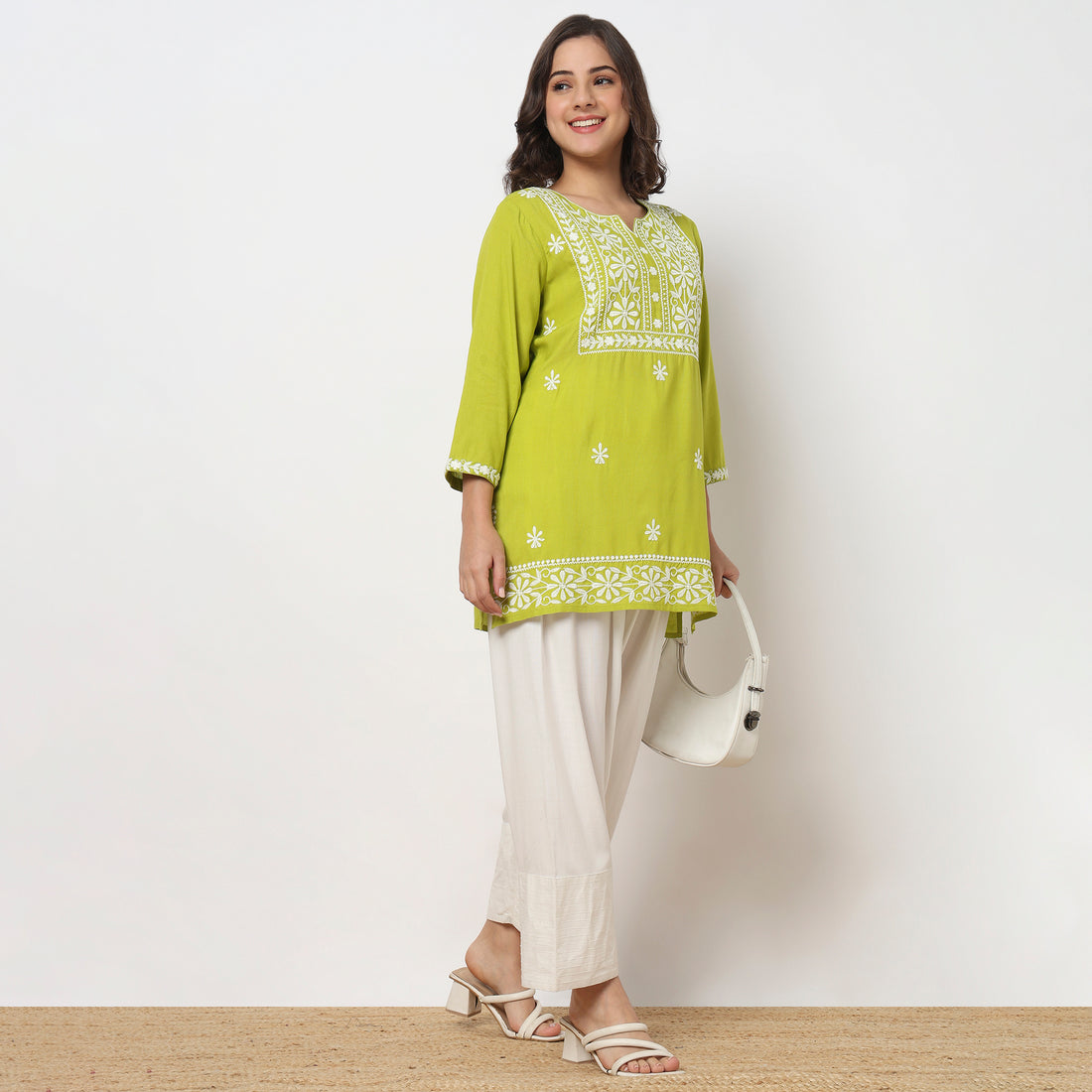 Embroidered Straight Short Kurta