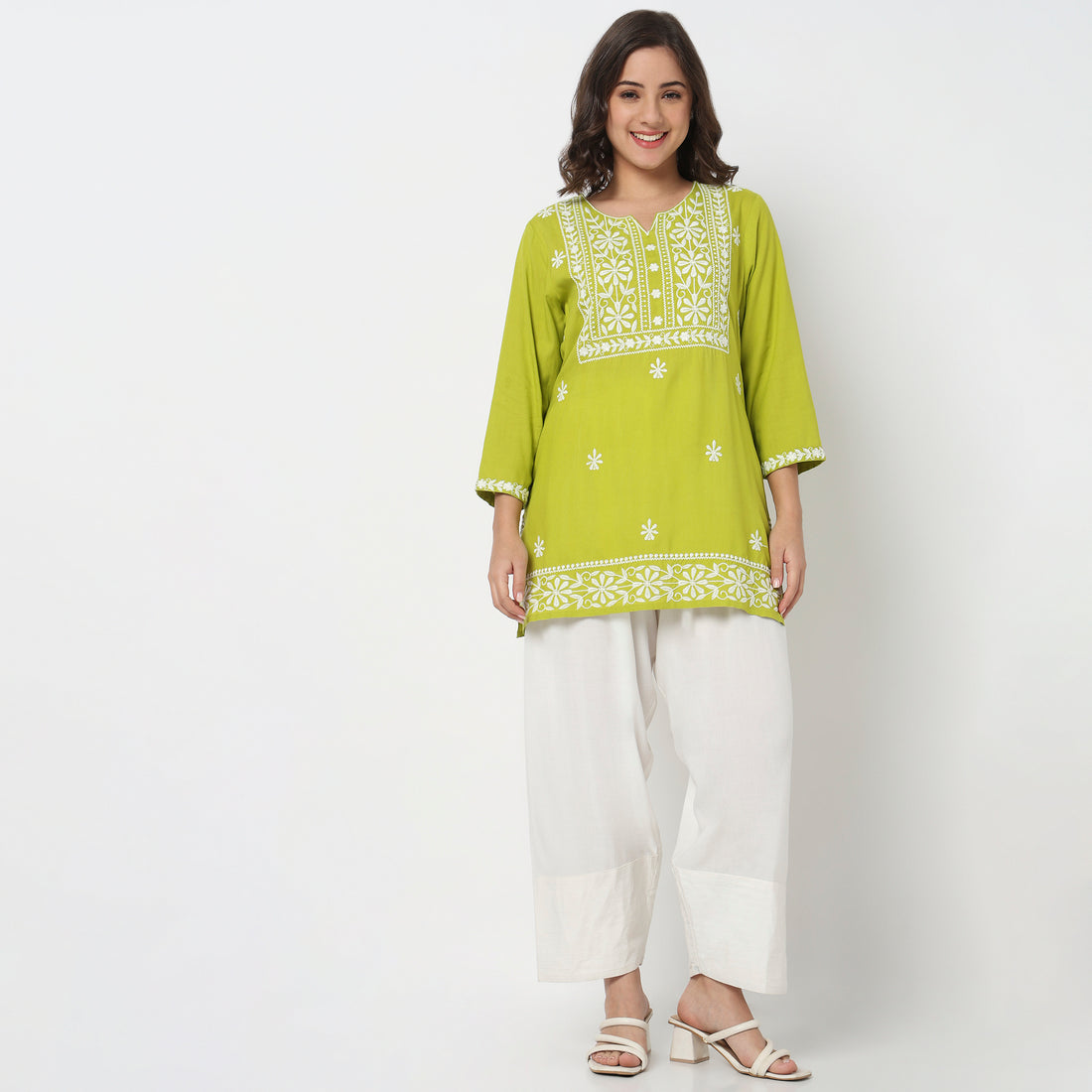 Embroidered Straight Short Kurta