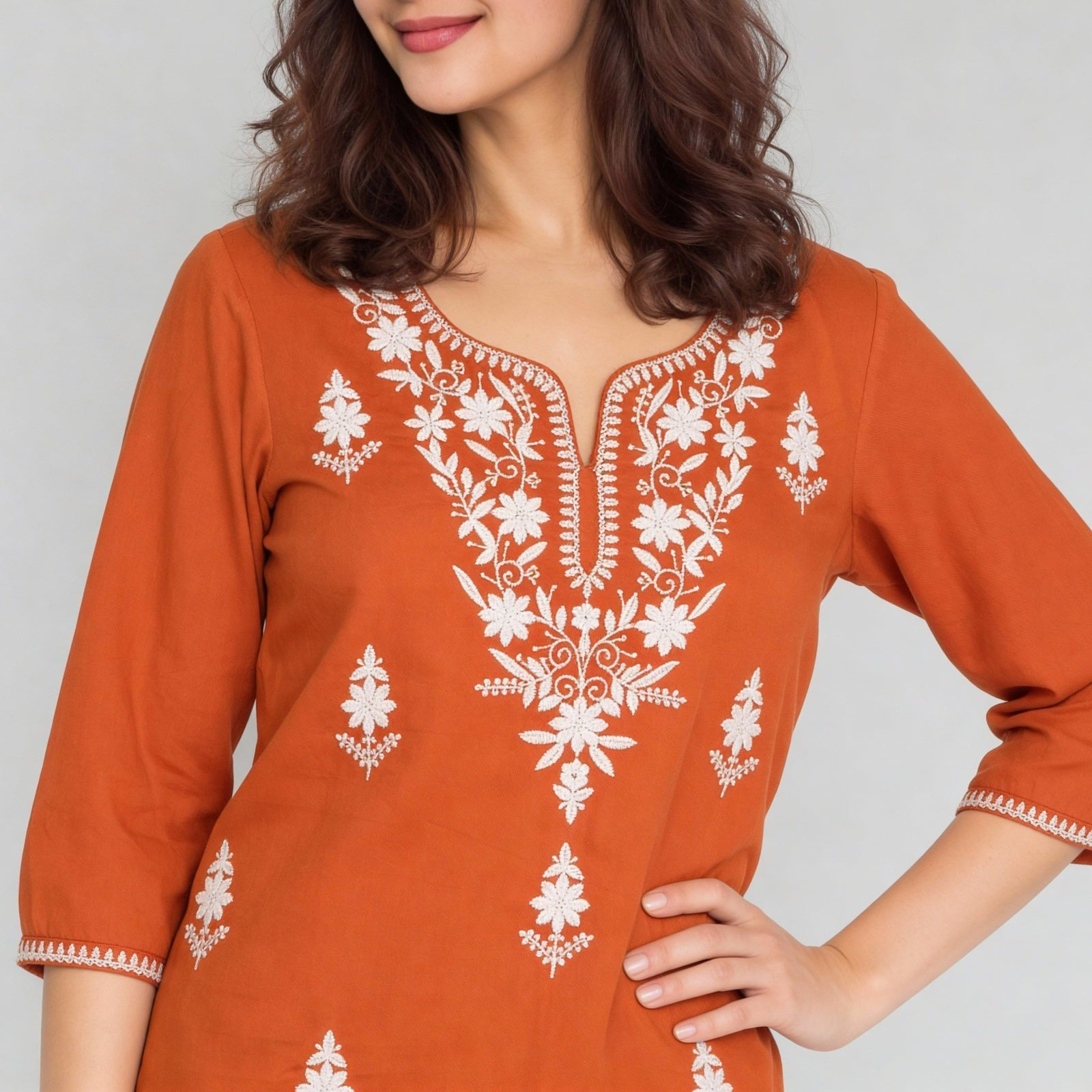 Embroidered Straight Short Kurta