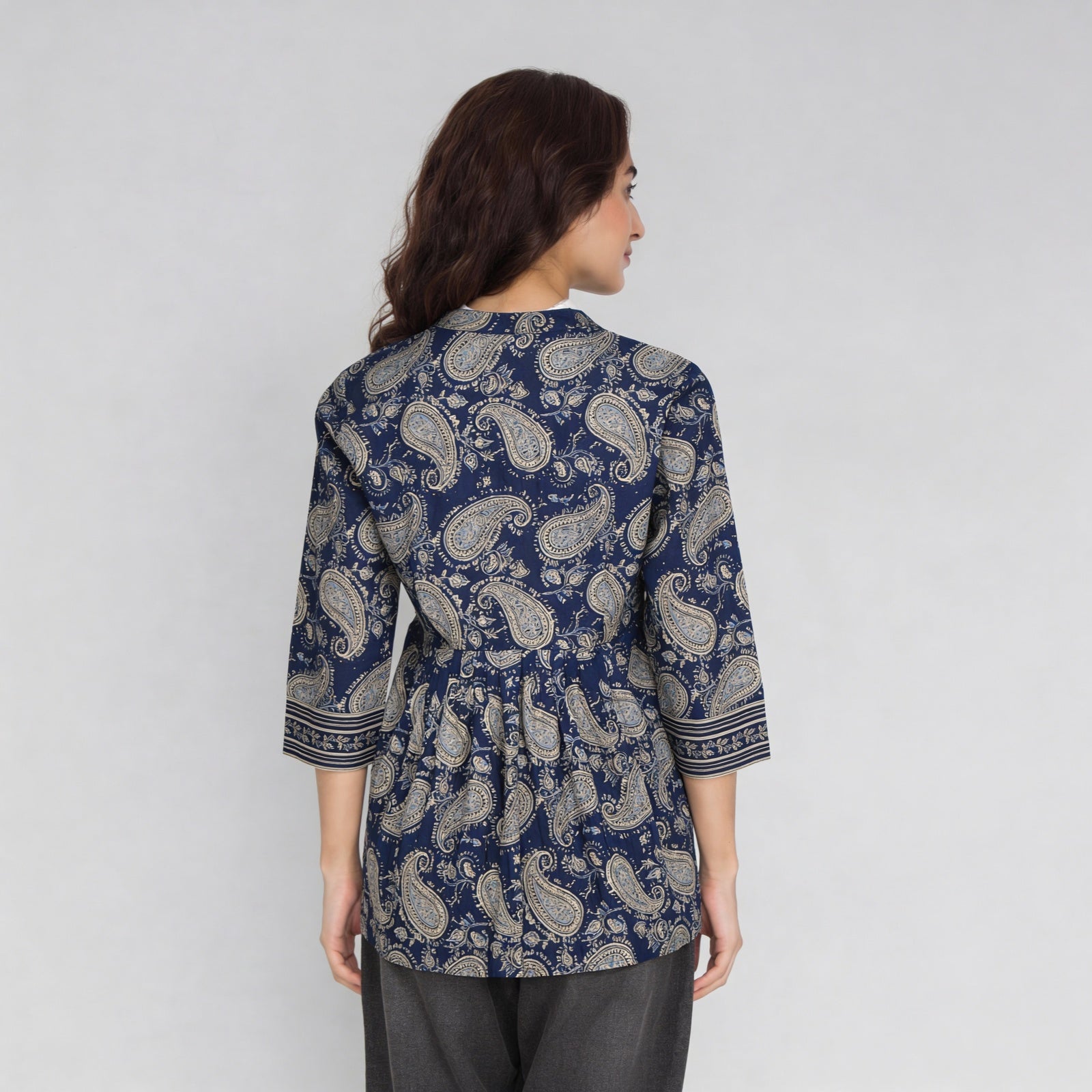 Cotton Printed Three-Fourth Sleeve Kurta