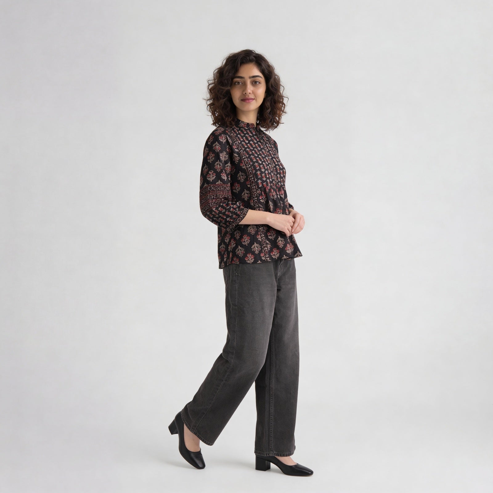 Cotton Printed Three-Fourth Sleeve Kurta