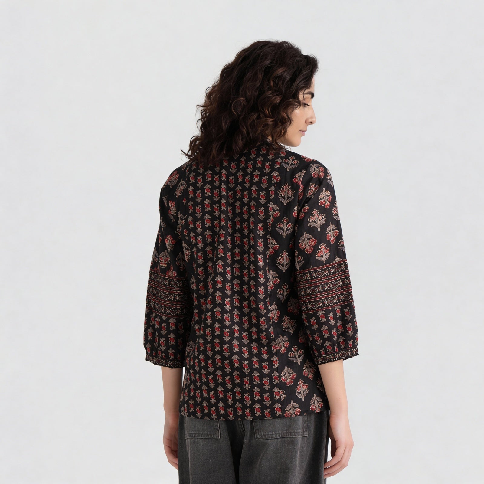 Cotton Printed Three-Fourth Sleeve Kurta