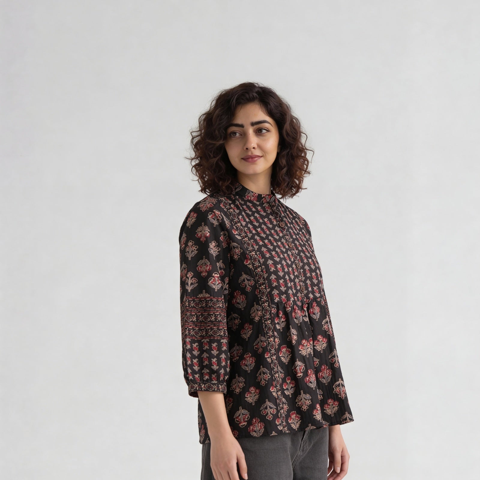 Cotton Printed Three-Fourth Sleeve Kurta