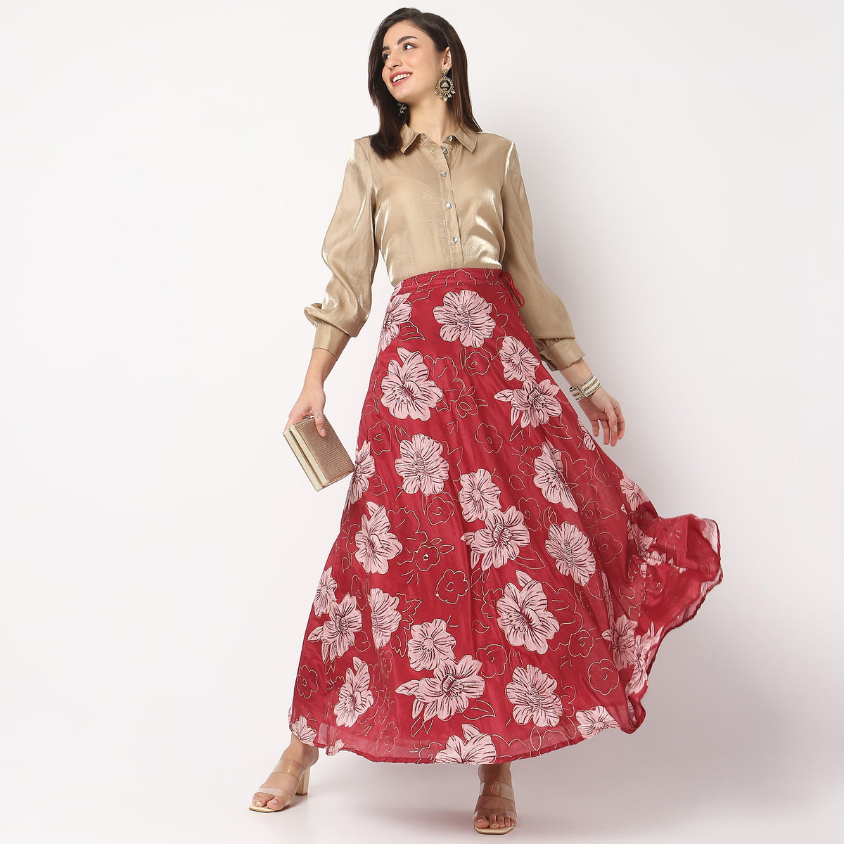 Flare Fit Printed Skirts