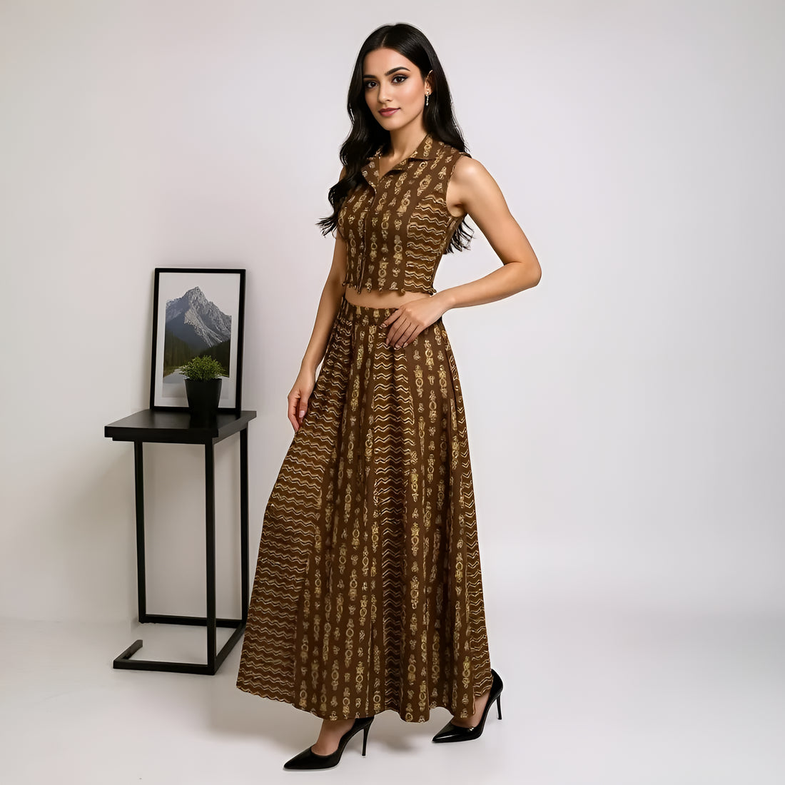 Flare Fit Printed Skirt