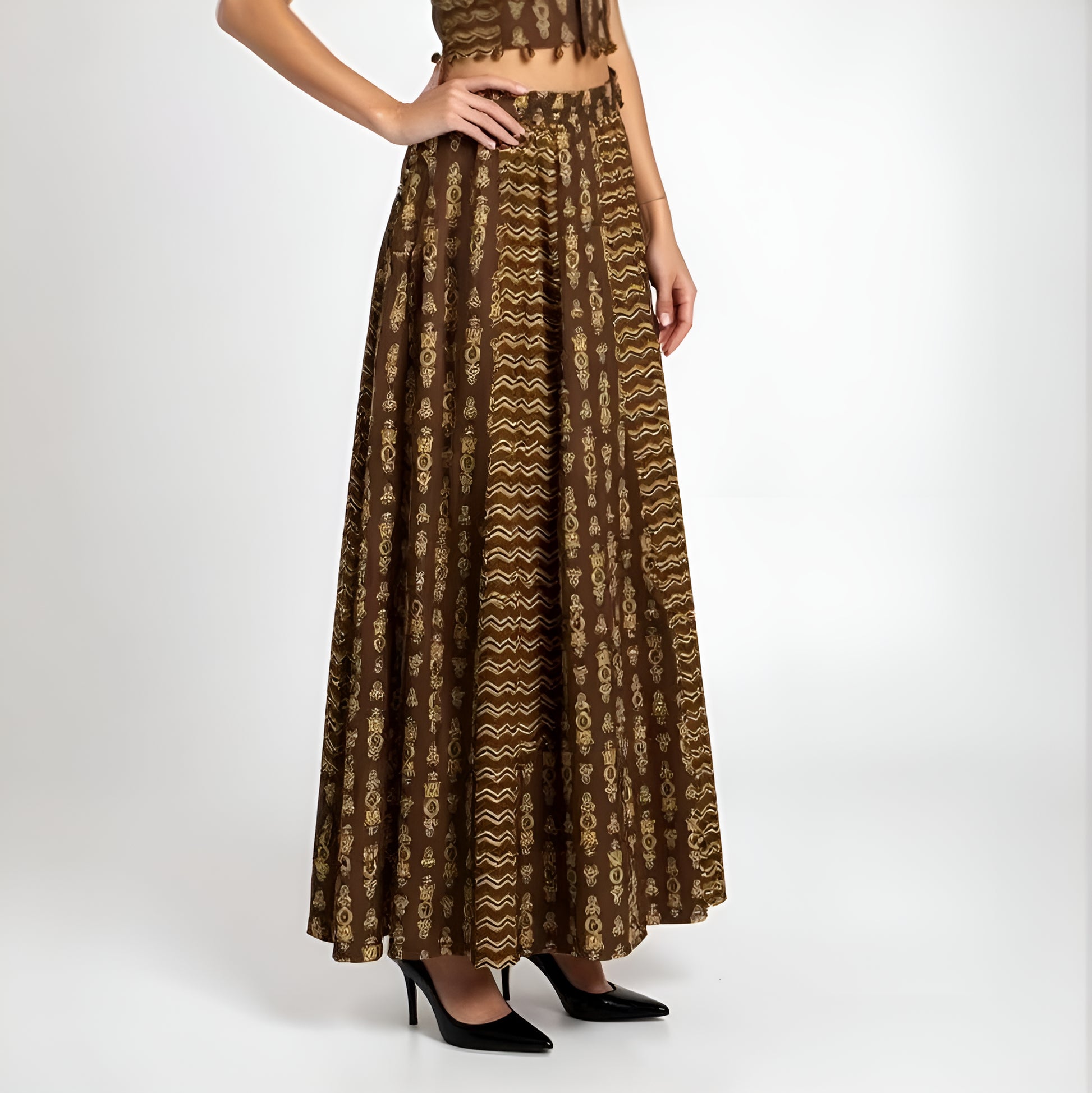 Flare Fit Printed Skirt