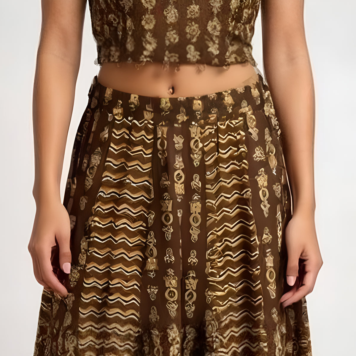 Flare Fit Printed Skirt
