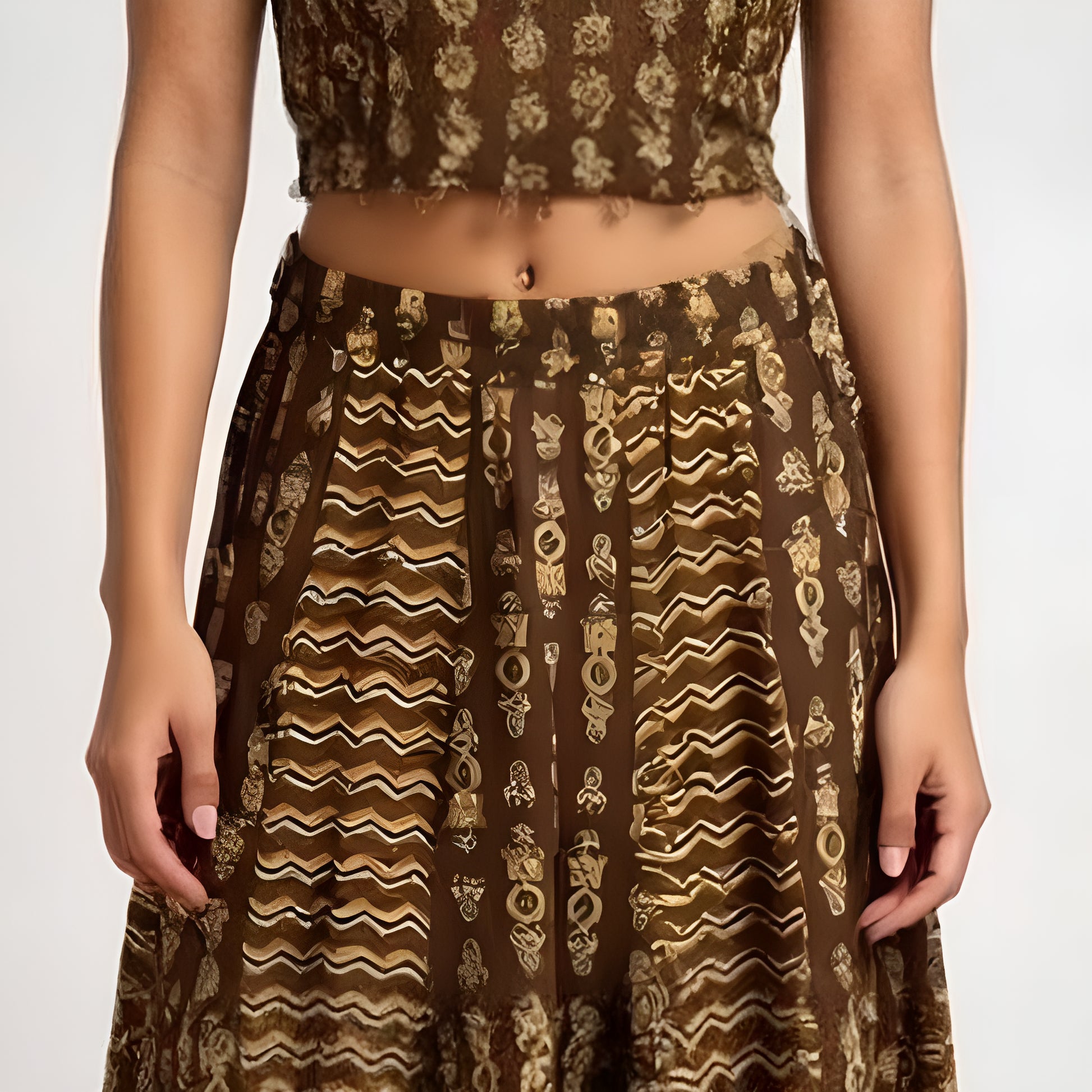 Flare Fit Printed Skirt
