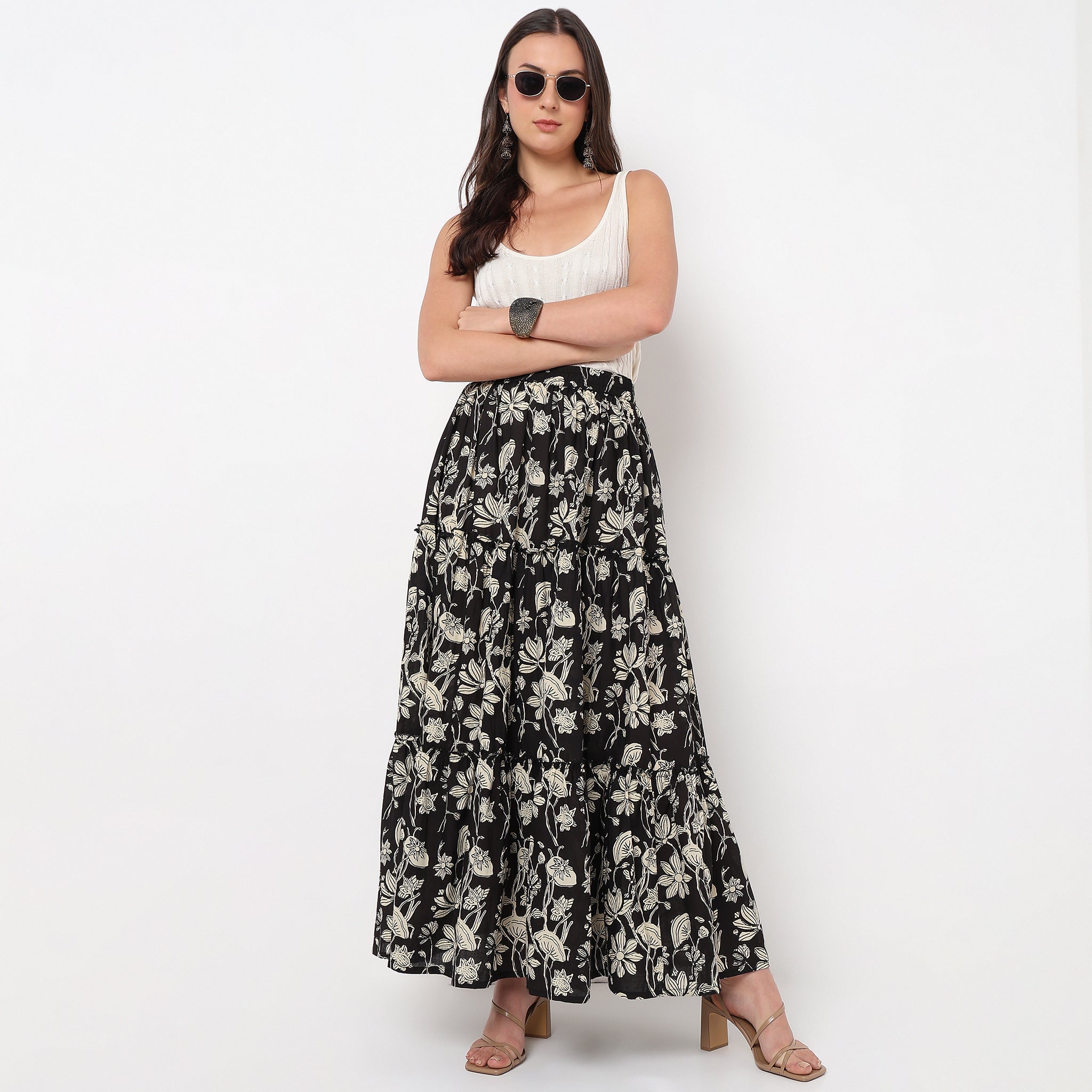 Flare Fit Mid Rise Printed Skirt – Style Union