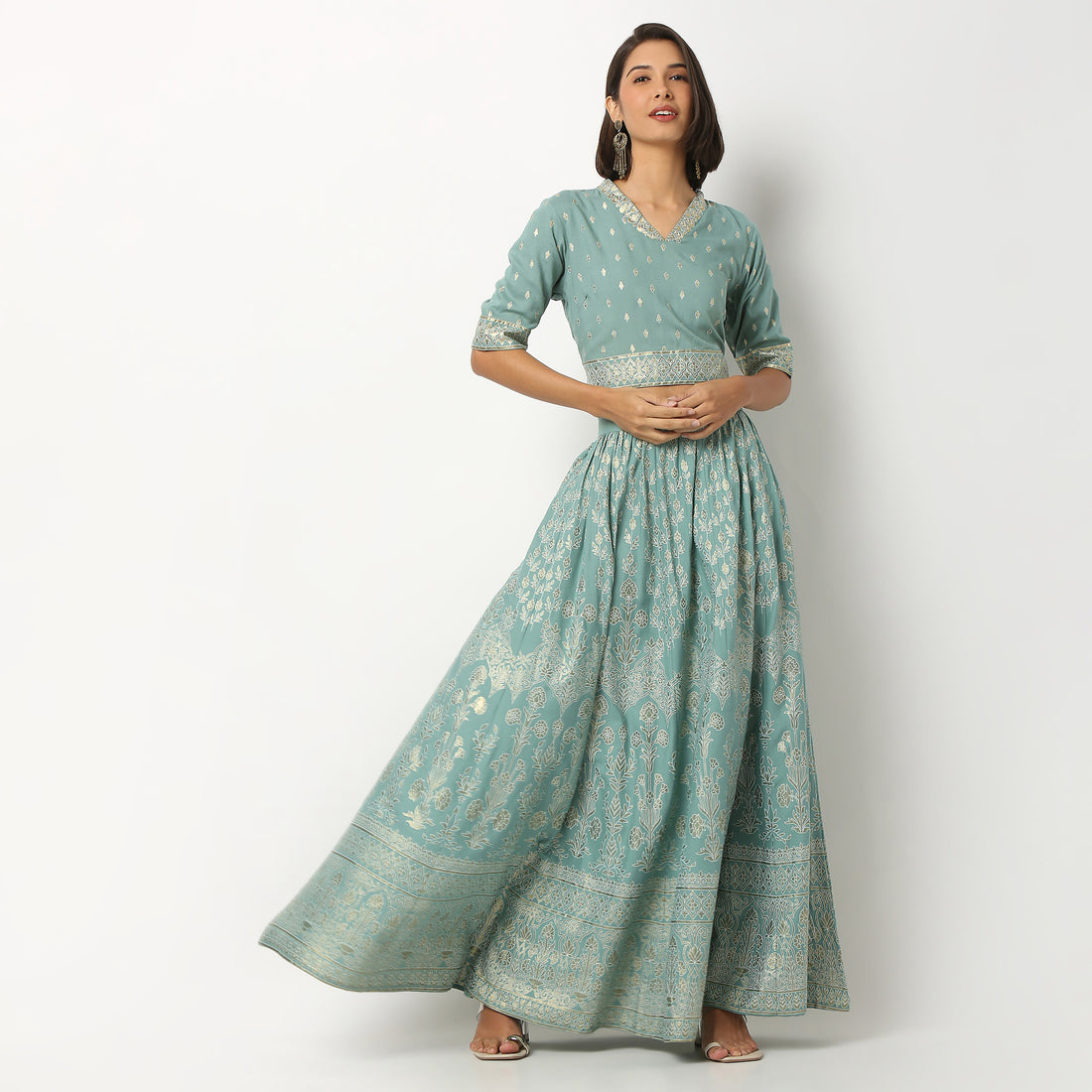 Printed Rayon Flared Skirt