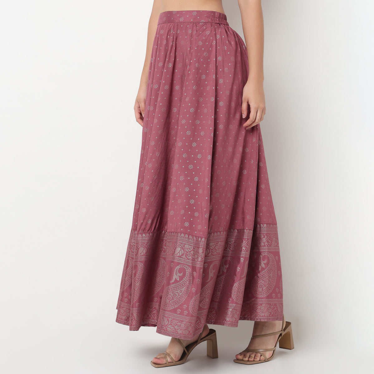 Printed Viscose Flared Skirt
