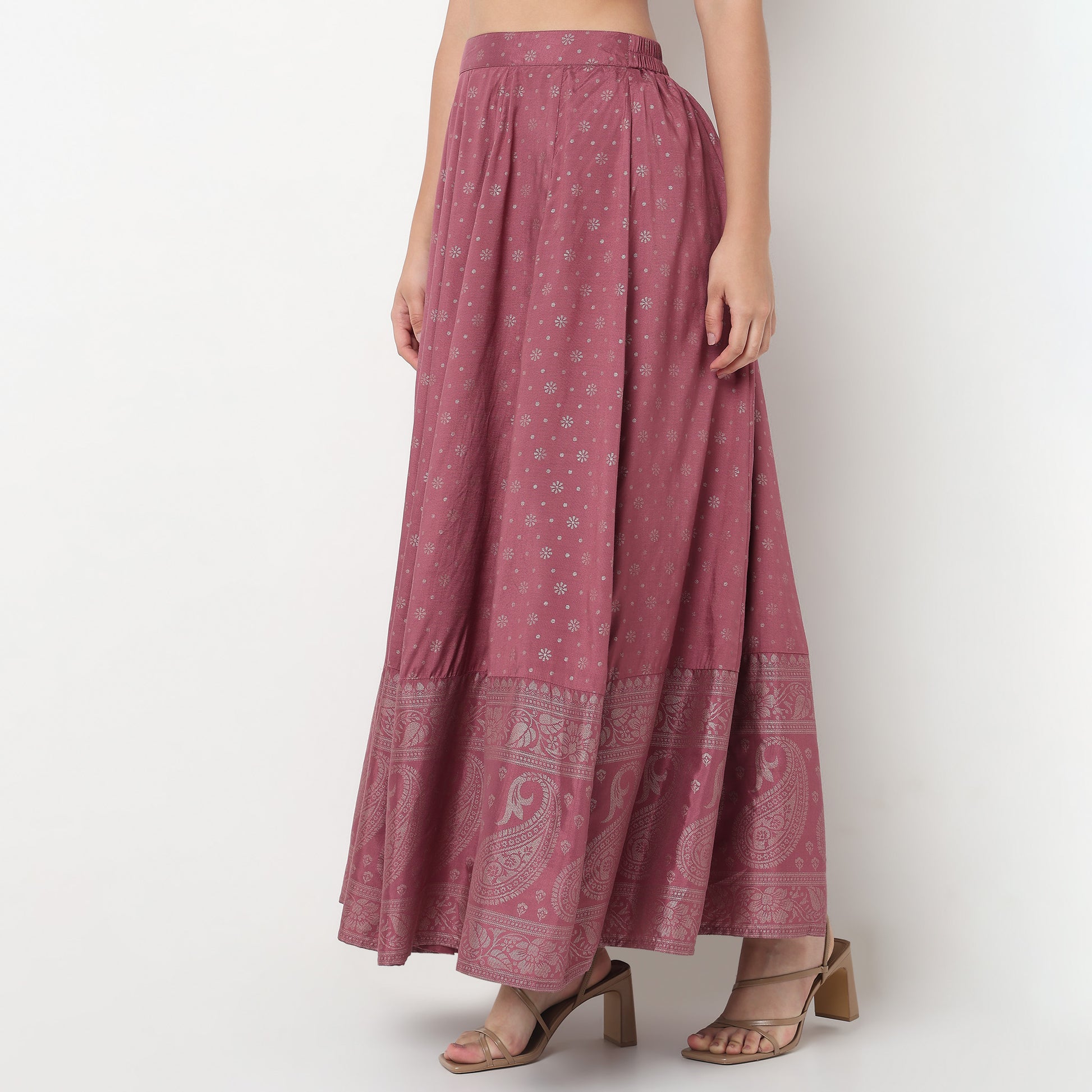 Printed Viscose Flared Skirt