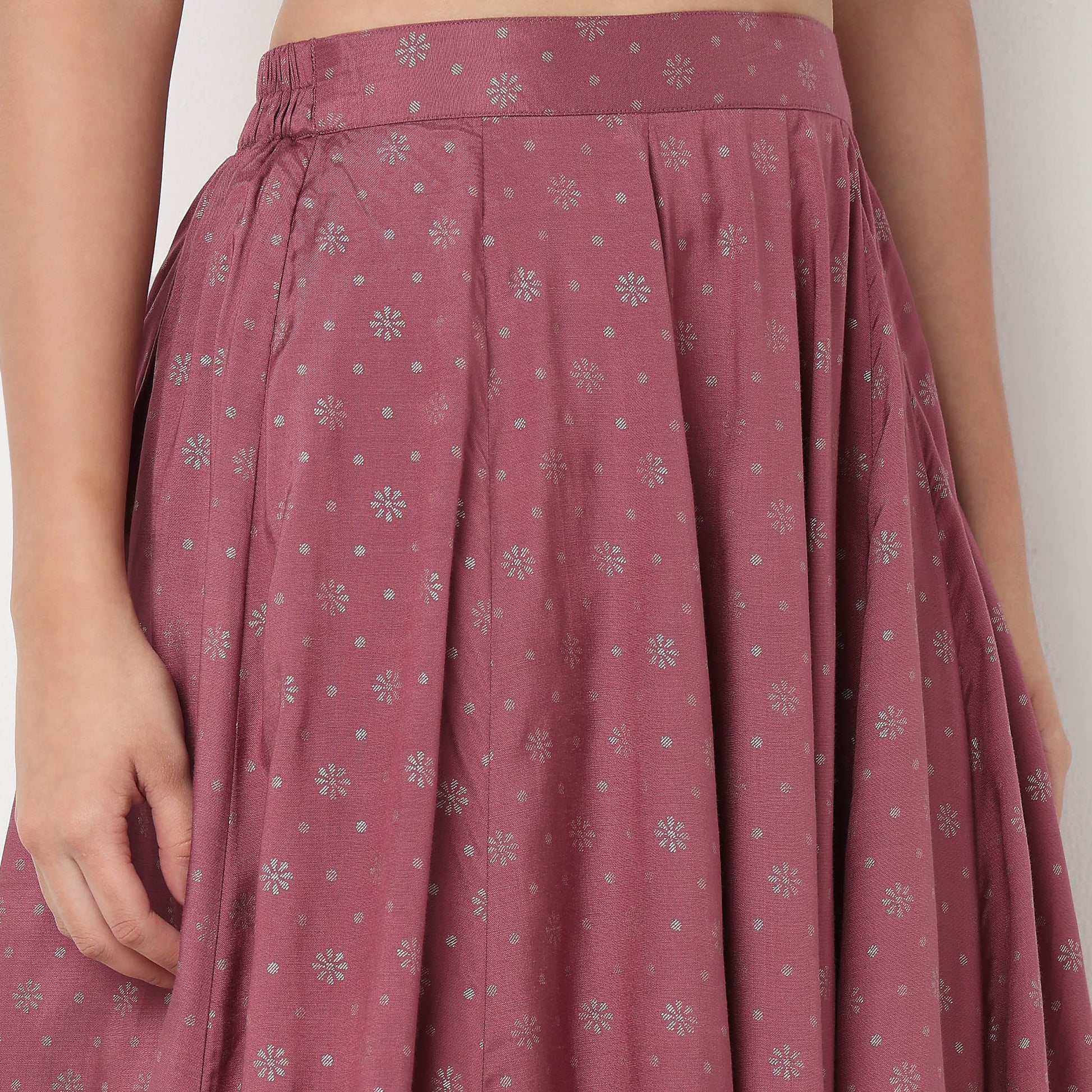 Printed Viscose Flared Skirt