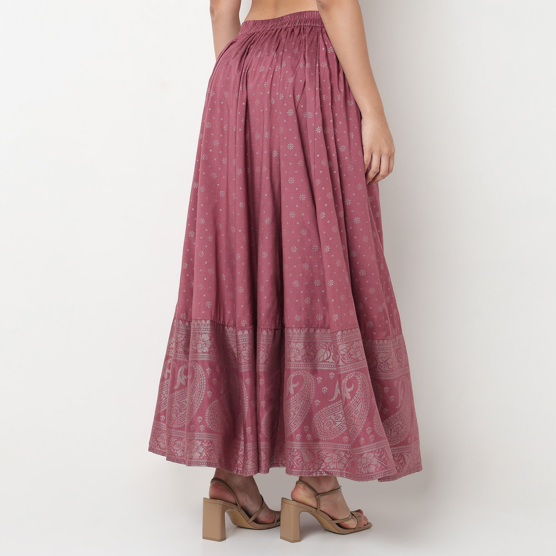 Printed Viscose Flared Skirt