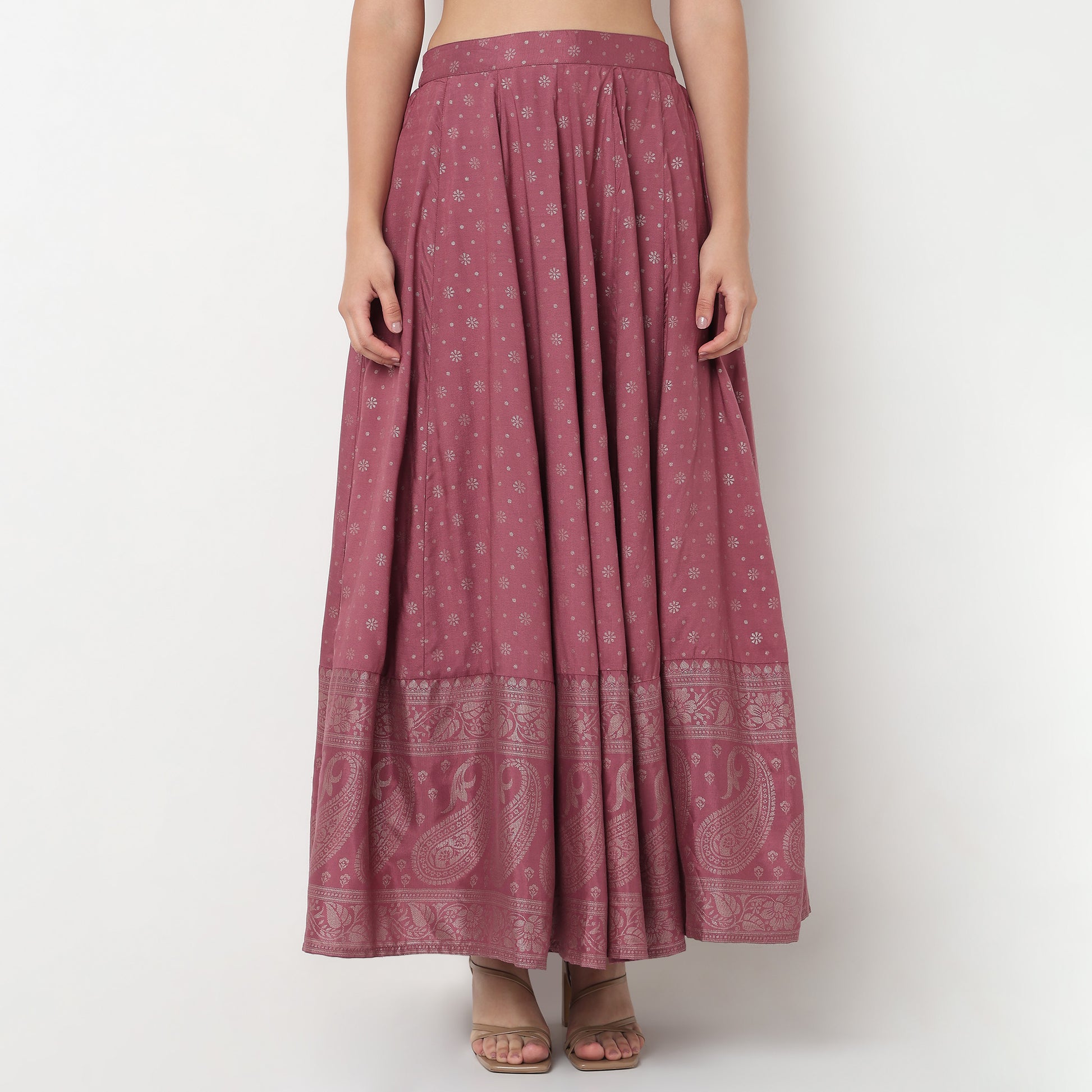 Printed Viscose Flared Skirt
