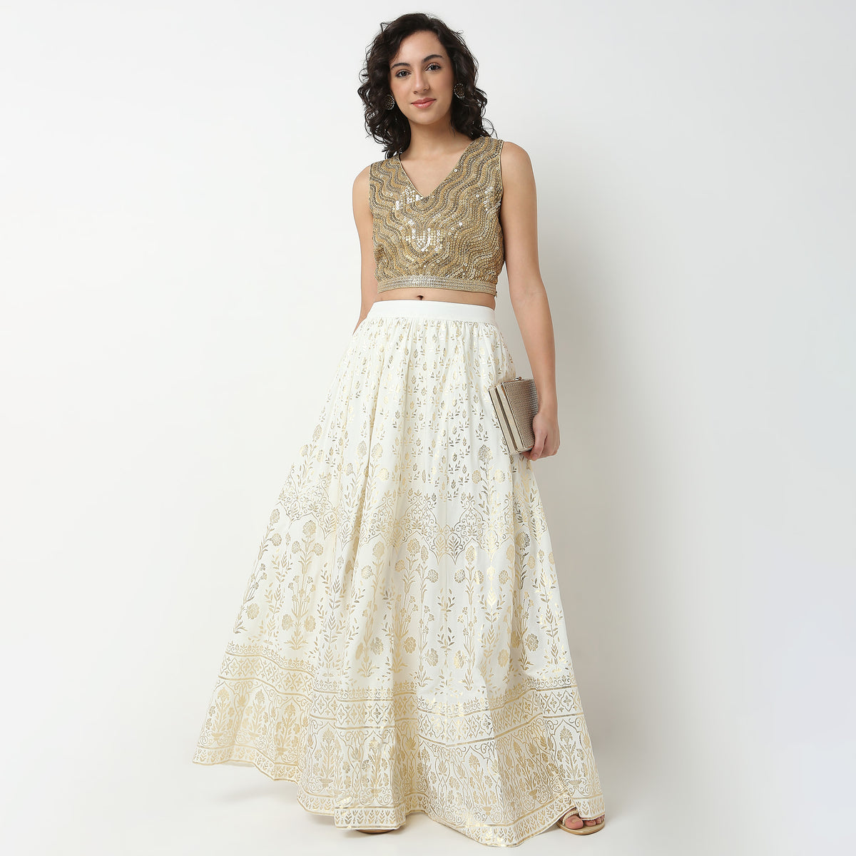 Rayon Printed Flared Skirt