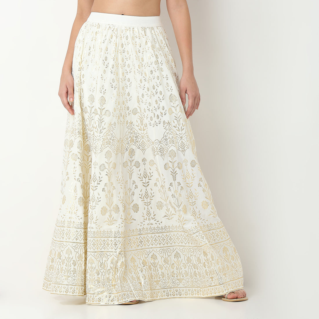 Rayon Printed Flared Skirt