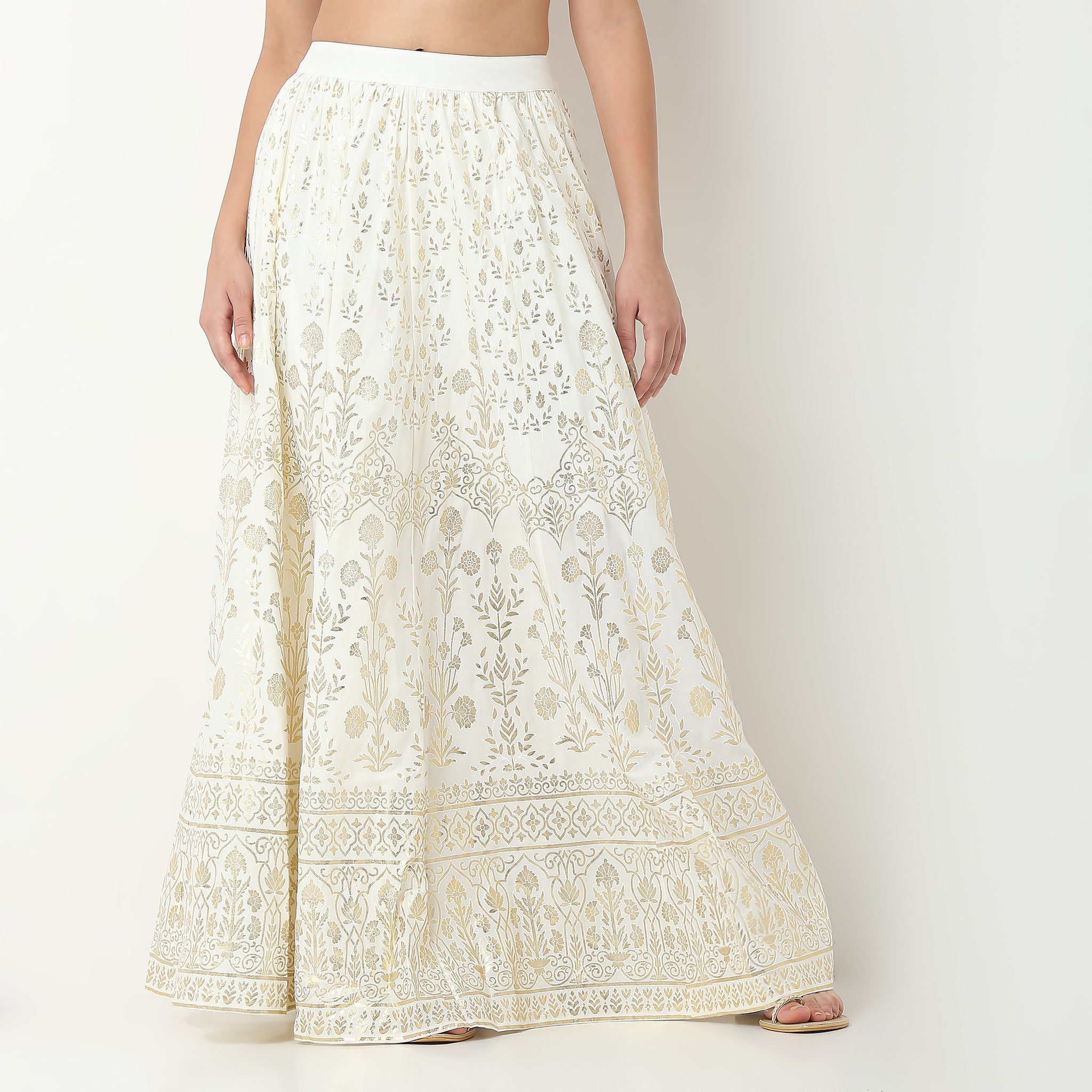 Rayon Printed Flared Skirt