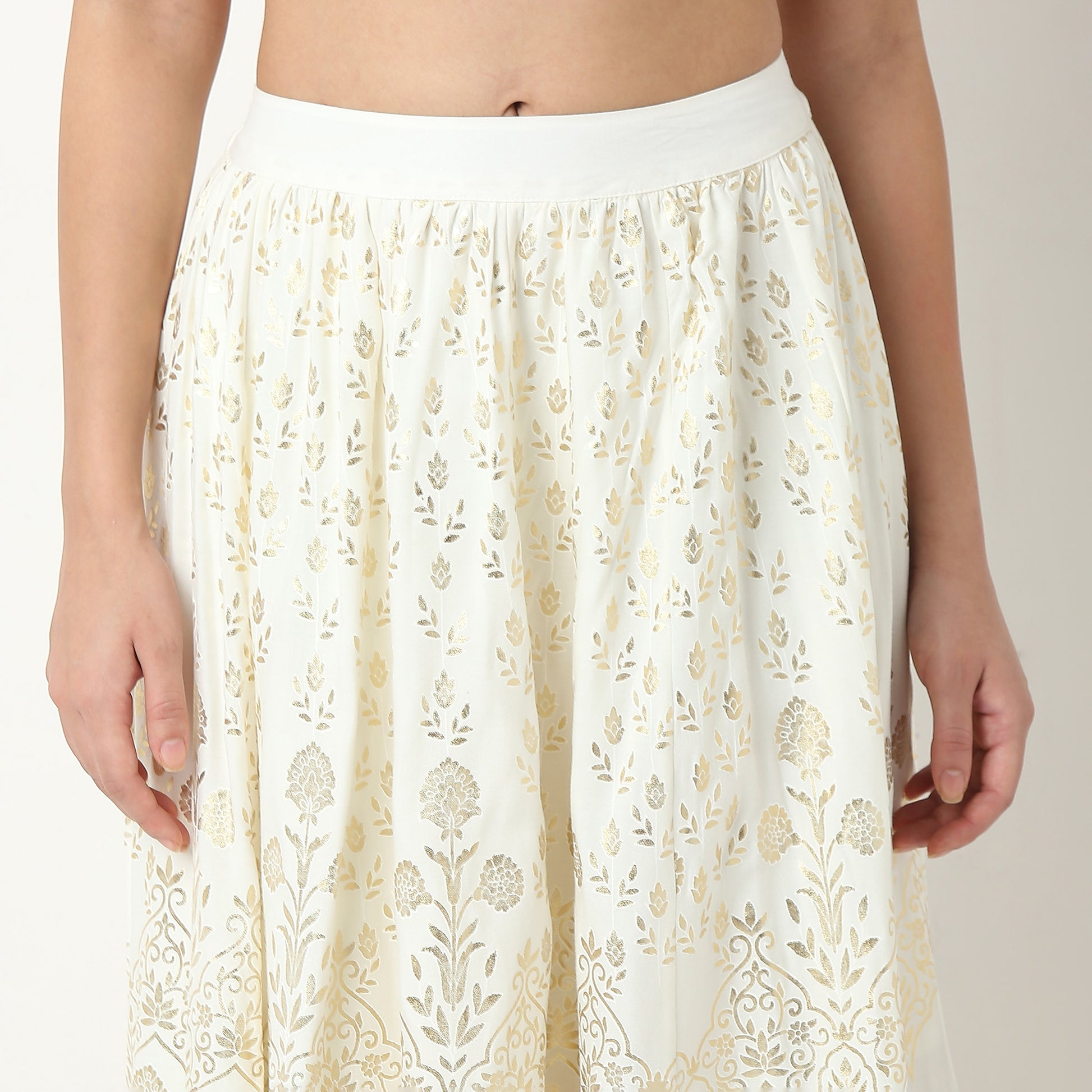 Rayon Printed Flared Skirt