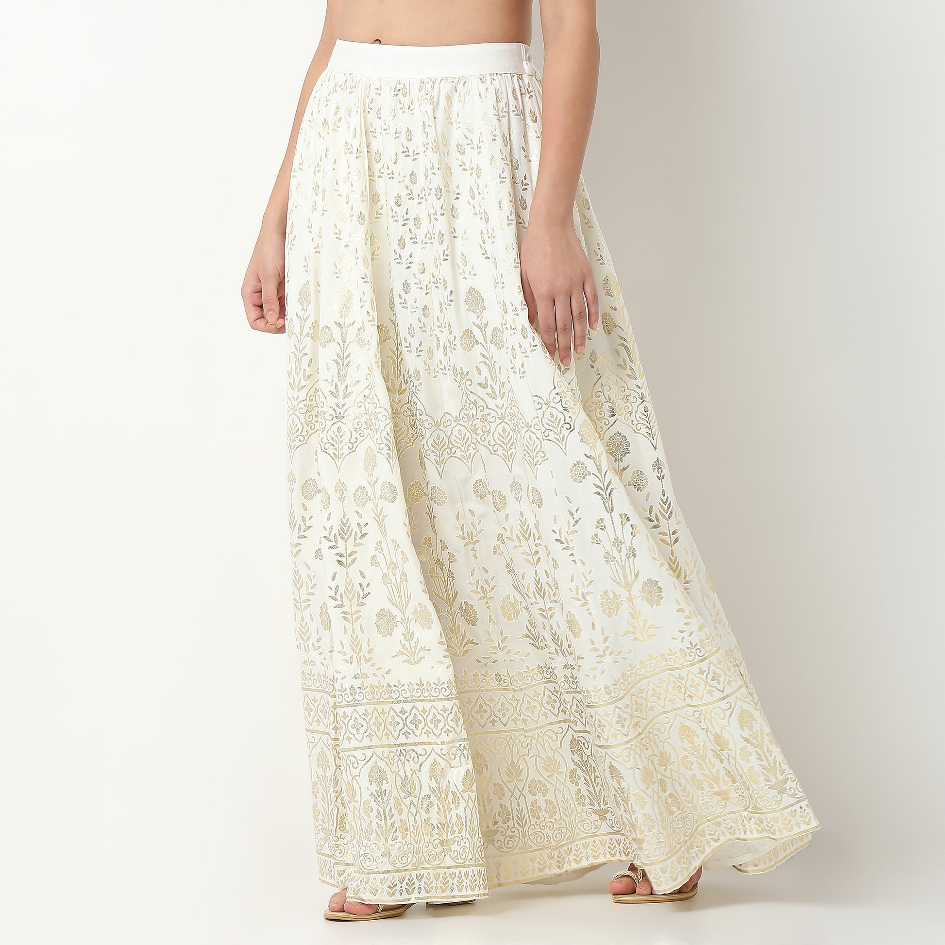 Rayon Printed Flared Skirt