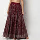 Buy Women Flare Fit Foil Print Full Length Mid Rise Skirt  - Style Union