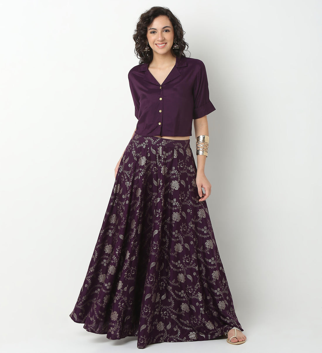 Printed Viscose Flared Skirt