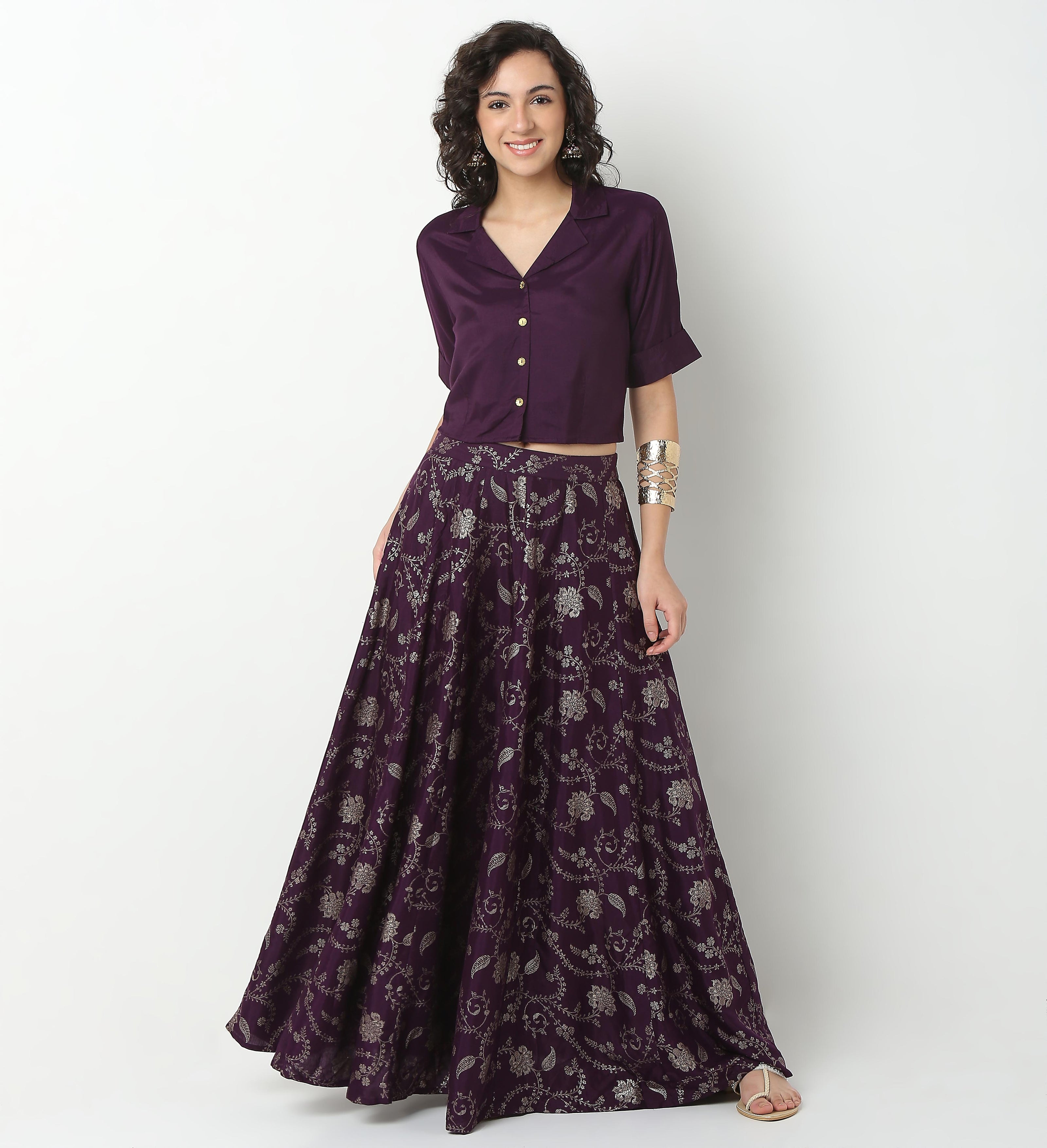 Printed Viscose Flared Skirt